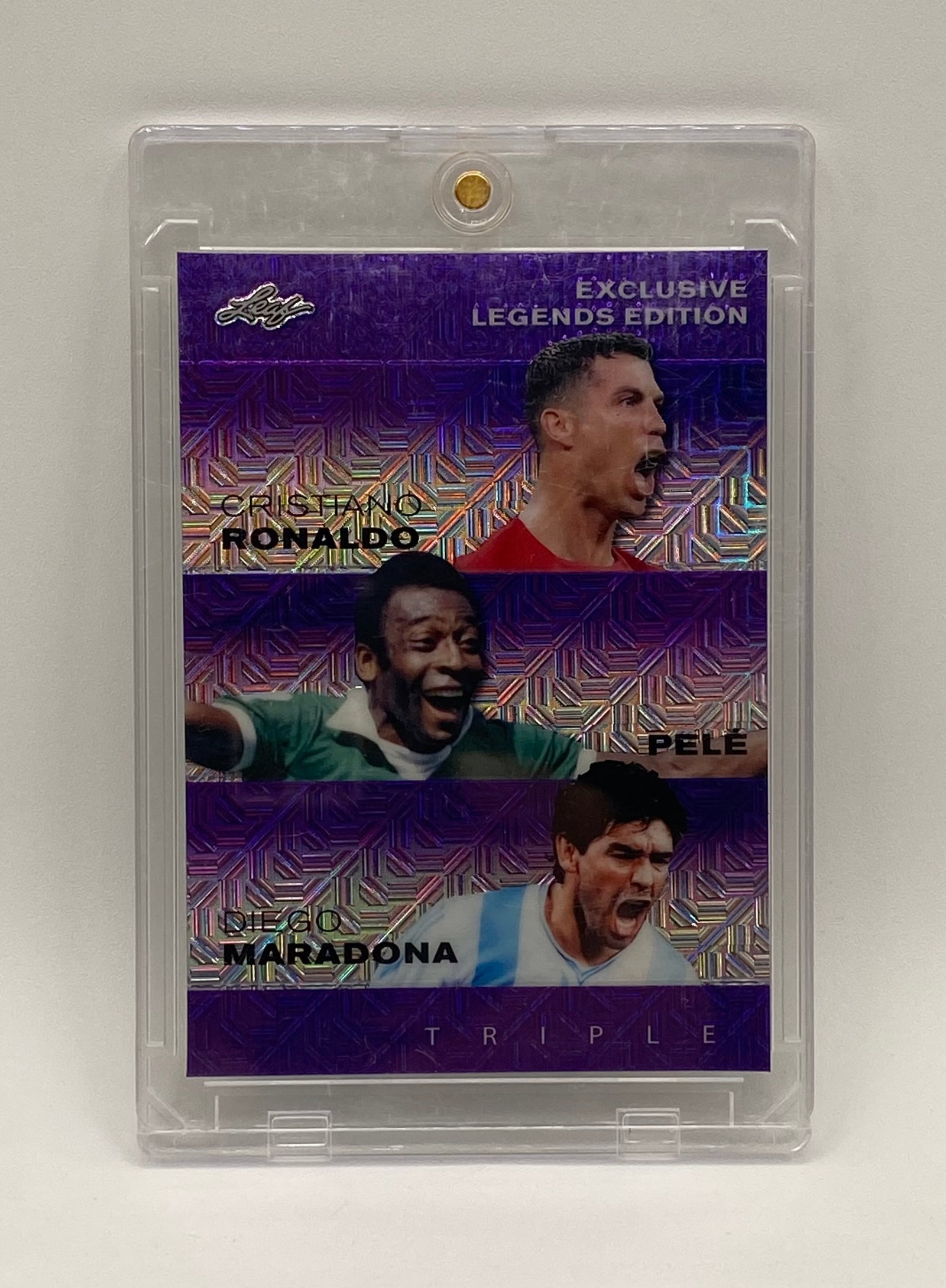 Cristiano Ronaldo, Pele, and Diego Maradona Laser Purple /15 (1 of 2)