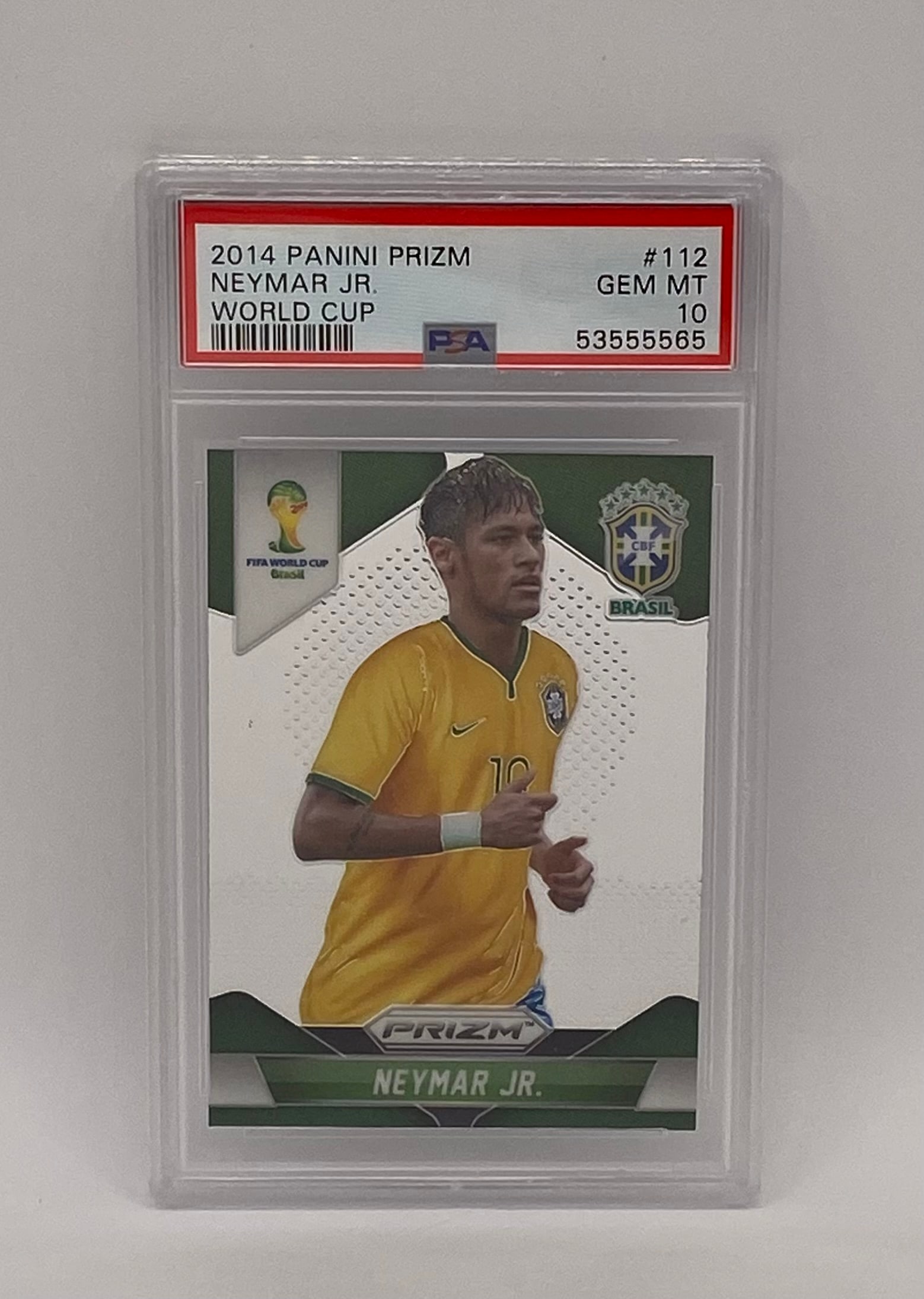 Neymar Jr World Cup Card PSA 10: 2014 Panini Prizm Neymar Jr. #112 World Cup Brazil - PSA 10 Gem Mint