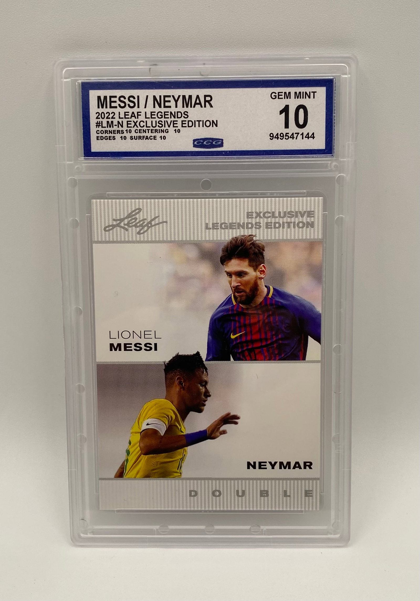 2022 Leaf Legends Messi & Neymar Dual Exclusive Legends - CCG 10 Gem Mint (1 of 2)