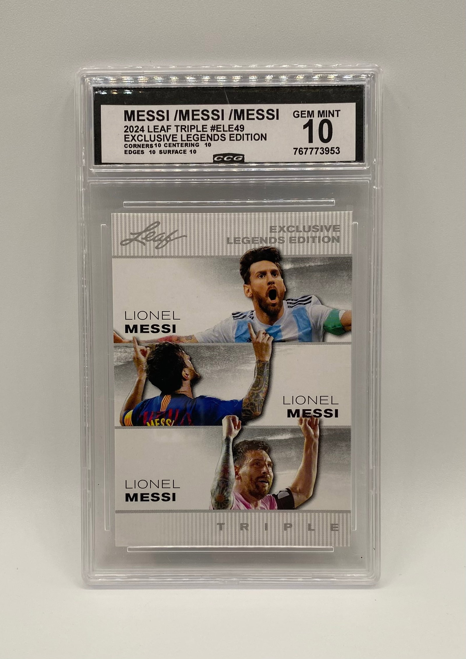 2024 Leaf Triple Lionel Messi Exclusive Legends - CCG 10 Gem Mint (1 of 2)