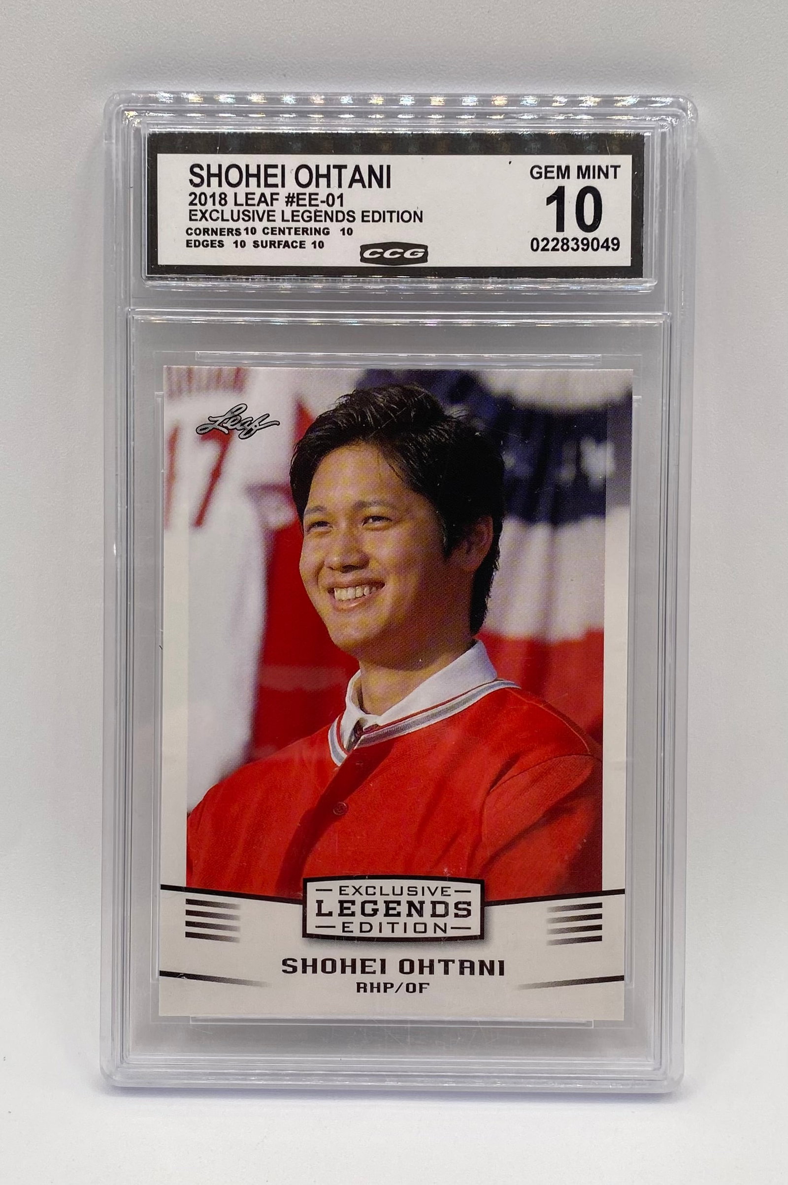 2018 Shohei Ohtani Rookie Era: CCG 10 Gem Mint - 2018 Leaf Exclusive Legends Edition #EE-01 Shohei Ohtani Rookie Era Card