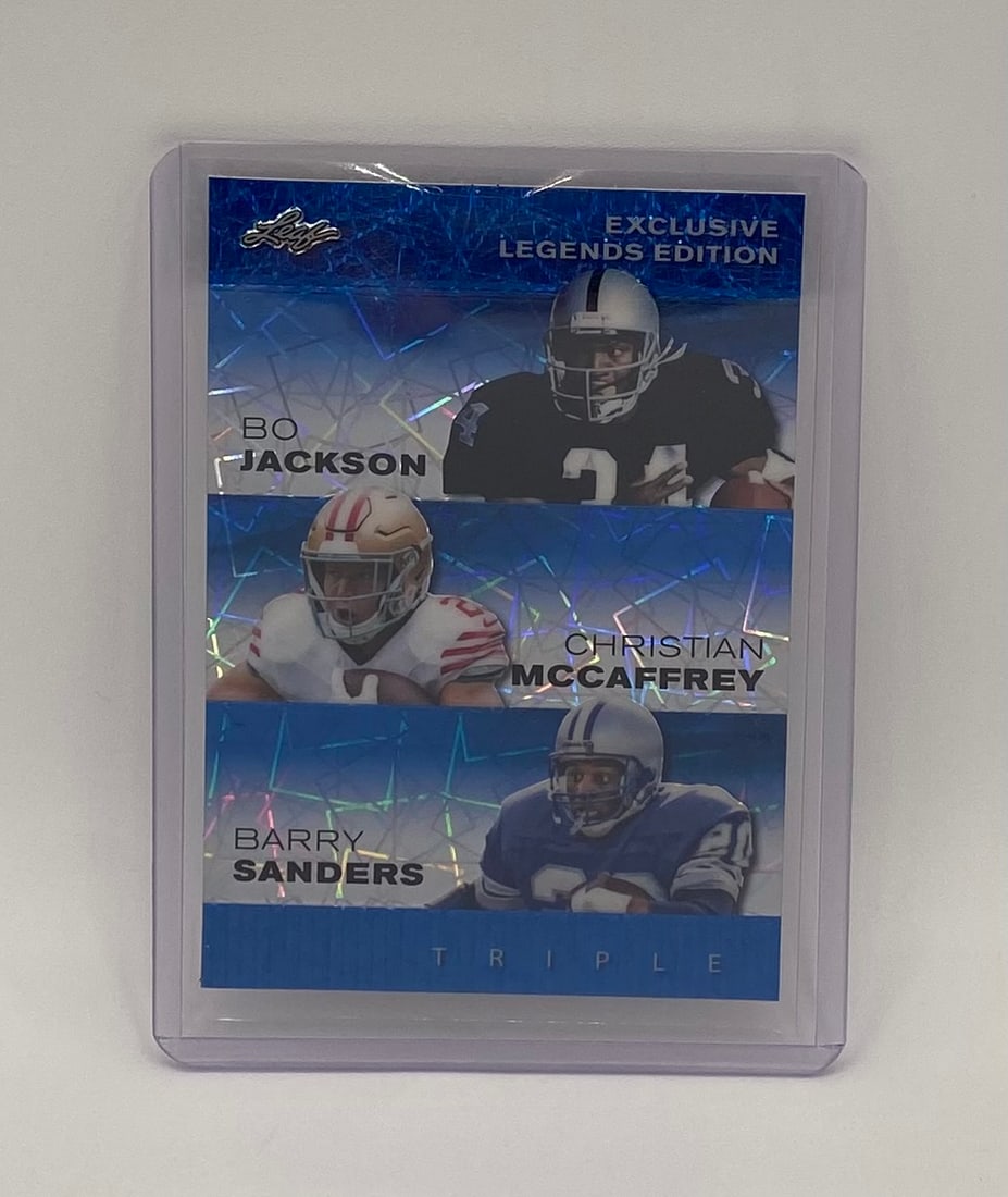 Bo Jackson, Christian McCaffrey, and Barry Sanders Laser Blue /20 (1 of 2)