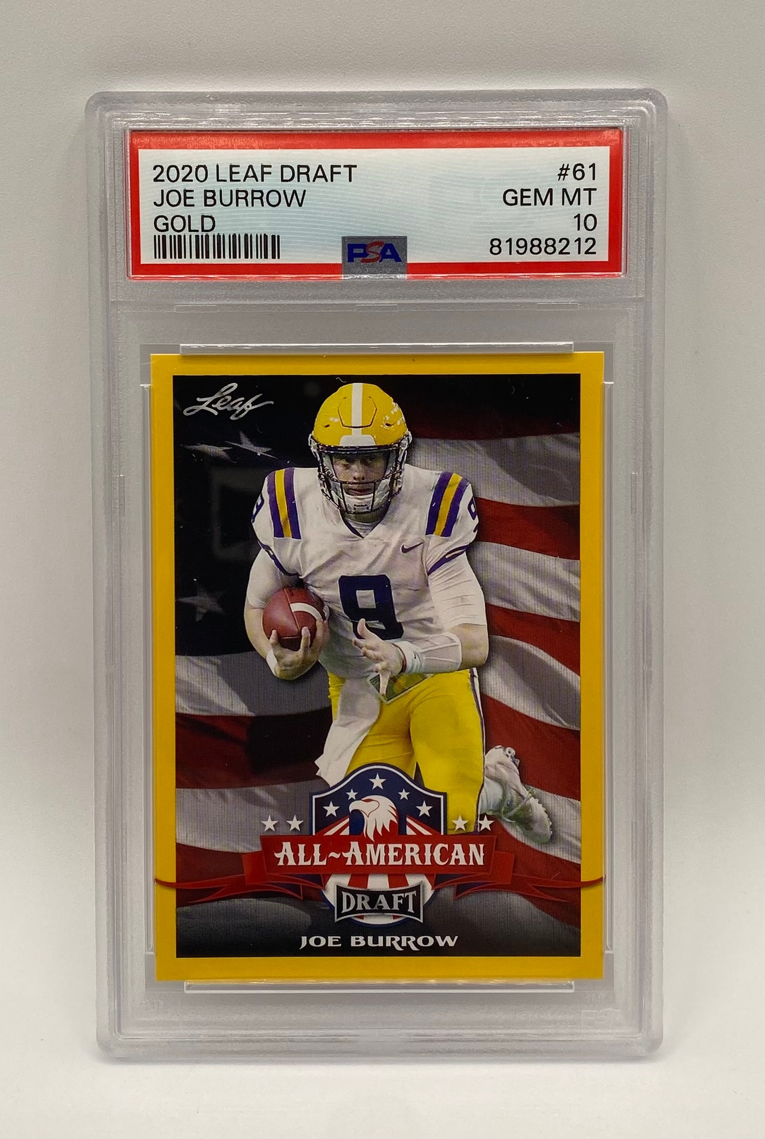 2020 Leaf Draft Joe Burrow Gold Rookie PSA 10 (1 of 2)