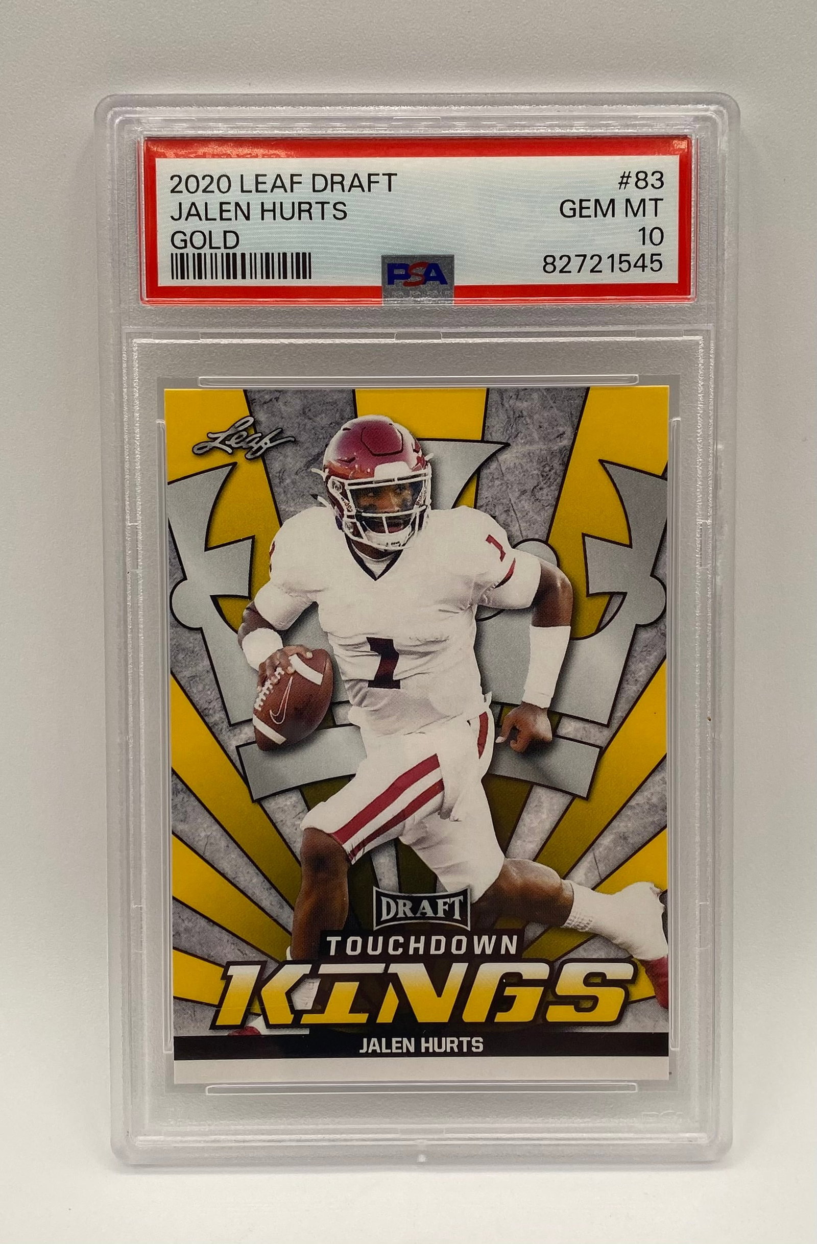 2020 Leaf Draft Jalen Hurts Gold Touchdown Kings PSA 10 (1 of 2)