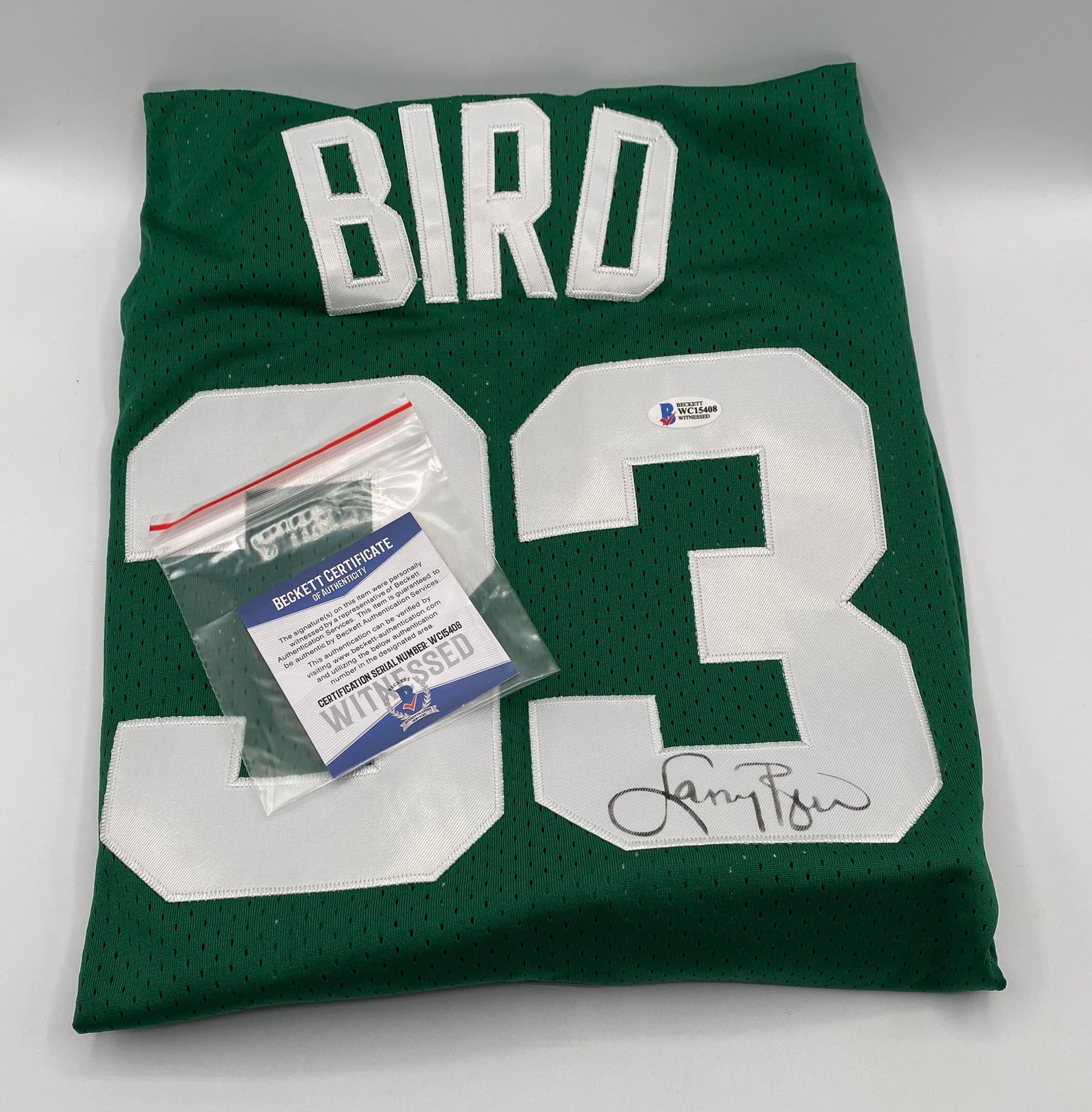 Larry Bird Autographed Jersey - BAS Witnessed COA: Larry Bird Autographed Custom Boston #33 Basketball Jersey - BAS Witnessed COA