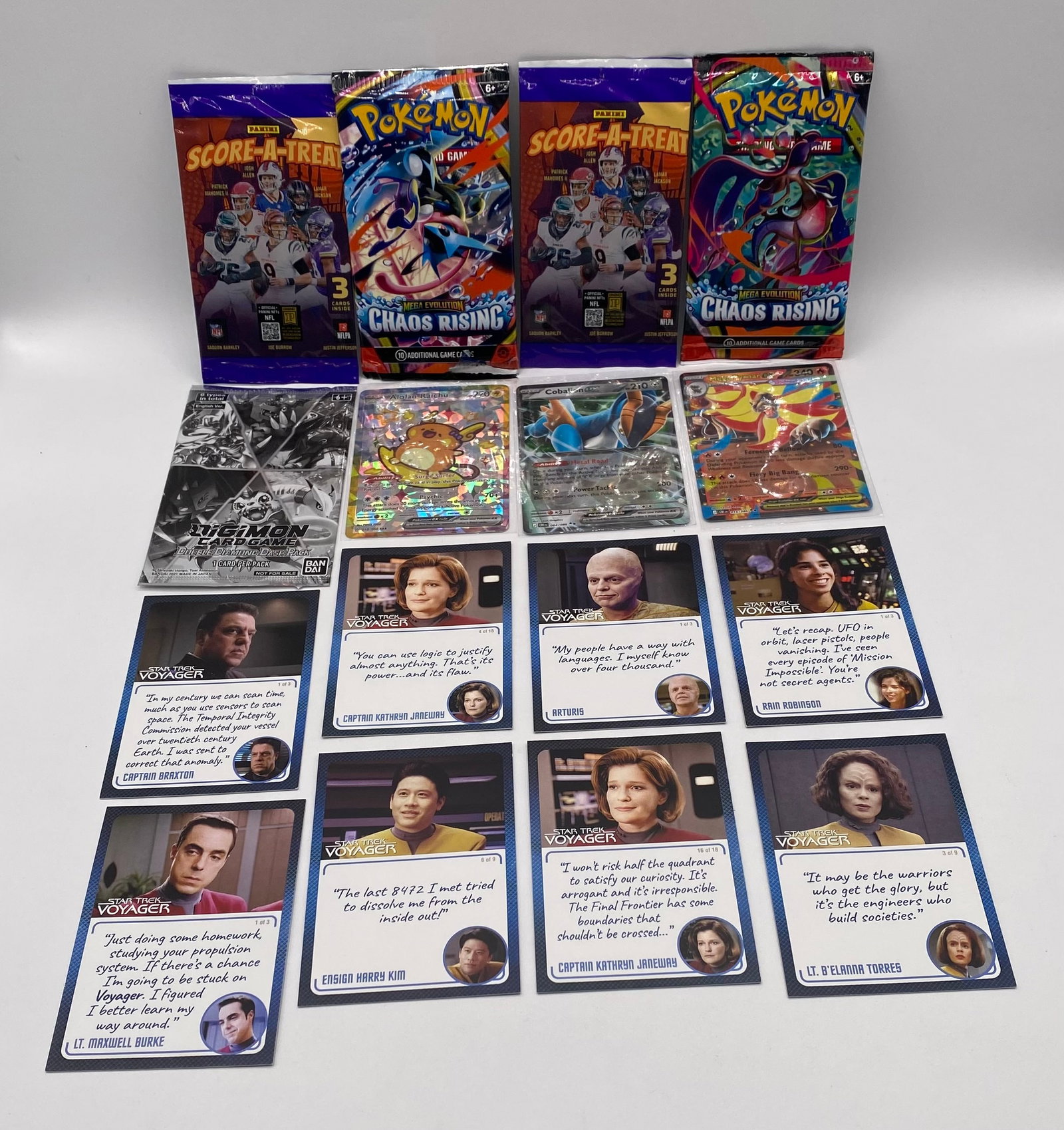 Mixed Trading Card Lot - Pokémon, Panini Football, Star Trek Voyager & Digimon (1 of 2)