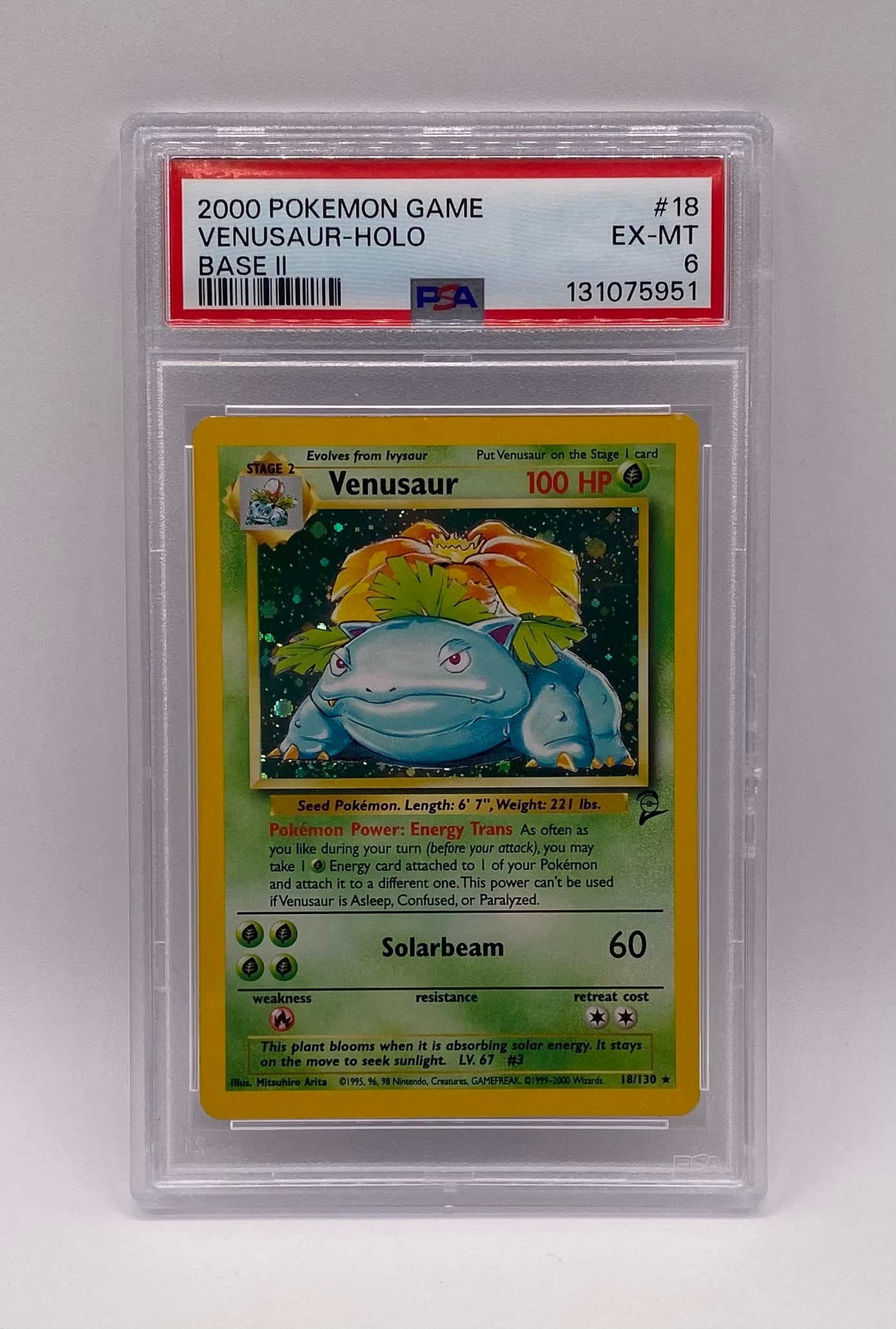 2000 Pokemon Venusaur Holo PSA: 2000 Pokémon Base Set II Holo Venusaur #18 - PSA 6 EX-MT