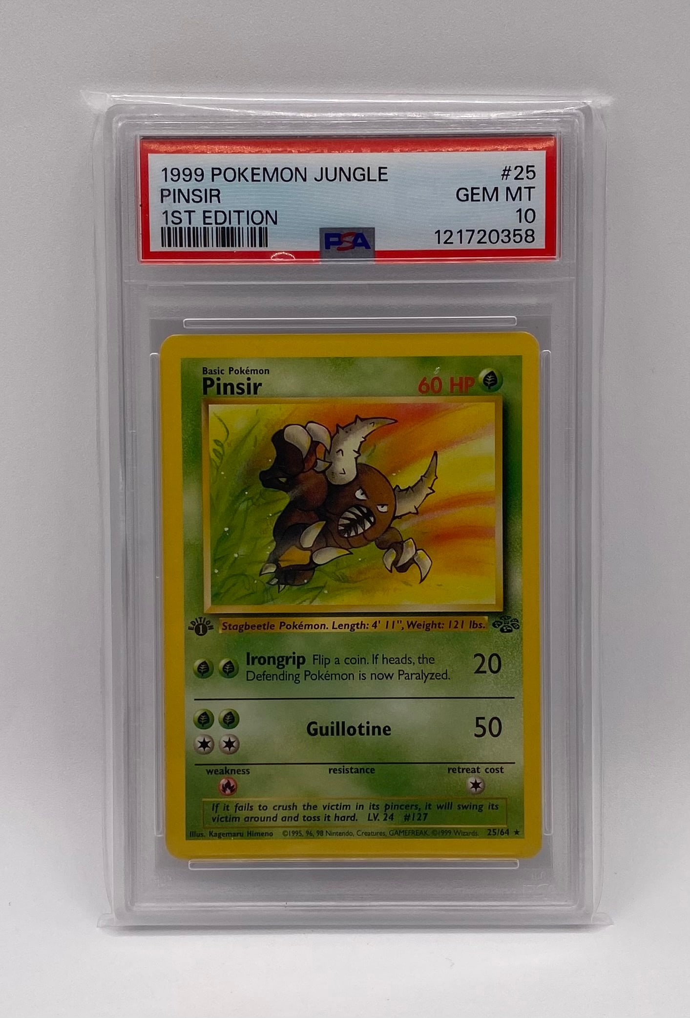 1999 Pokemon Pinsir 1st Edition PSA 10: 1999 Pokémon Jungle 1st Edition Pinsir #25 - PSA 10 GEM