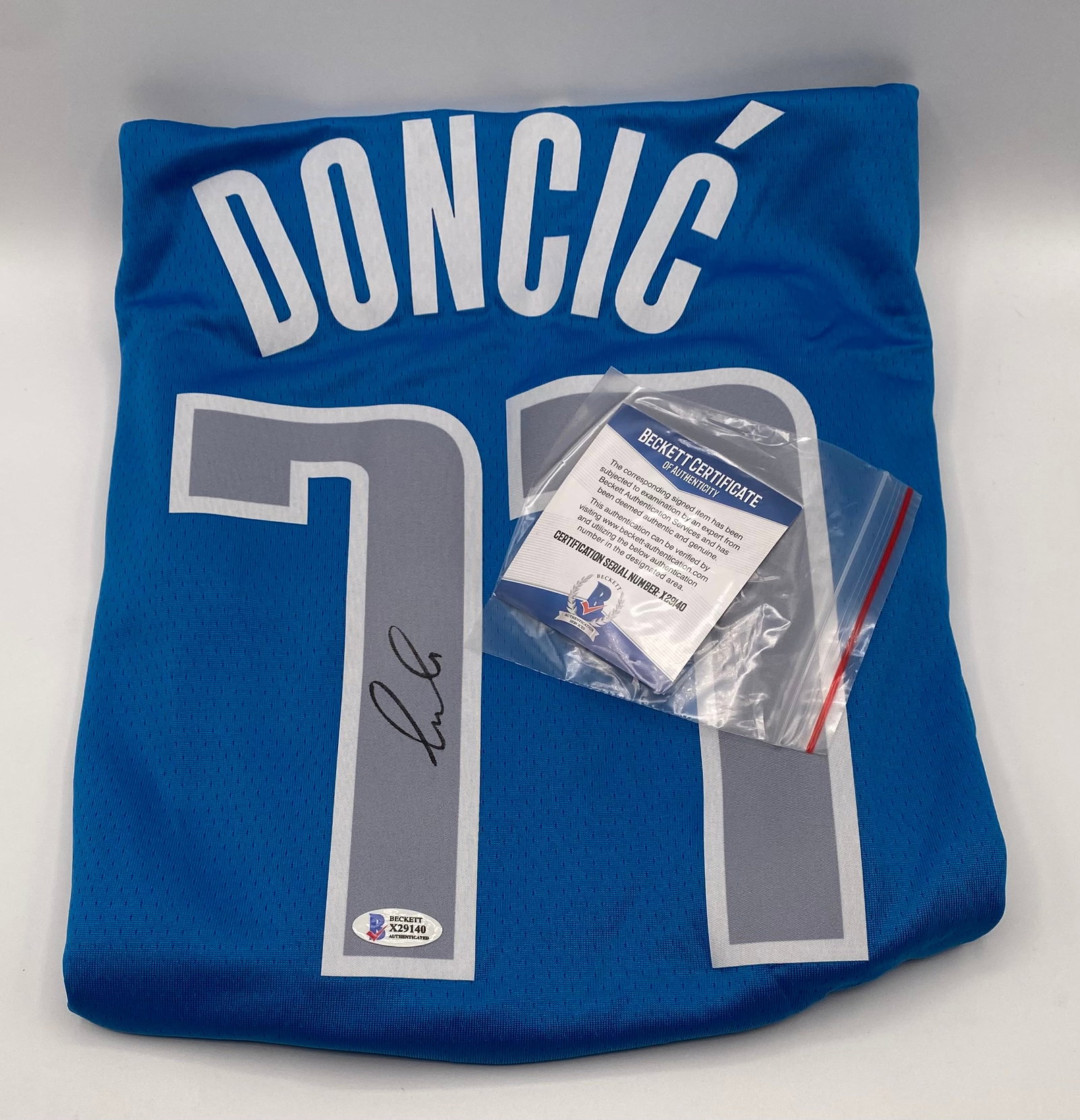 Luka Doncic Autographed Jersey Beckett Witnessed COA (1 of 2)