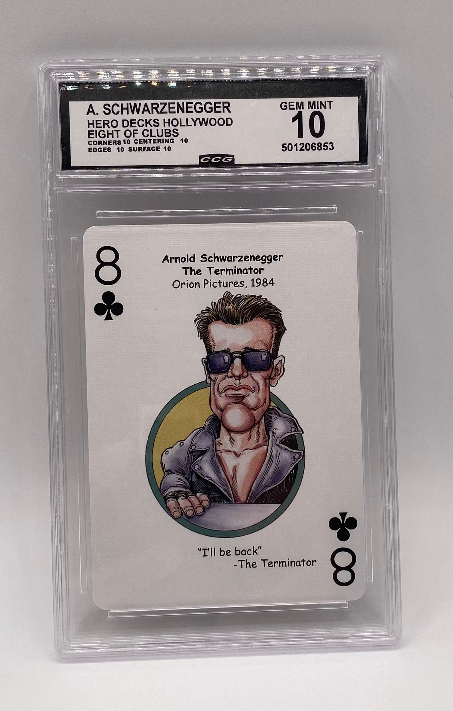 The Terminator" Arnold Schwarzenegger Eight of Clubs Card (1 of 2)