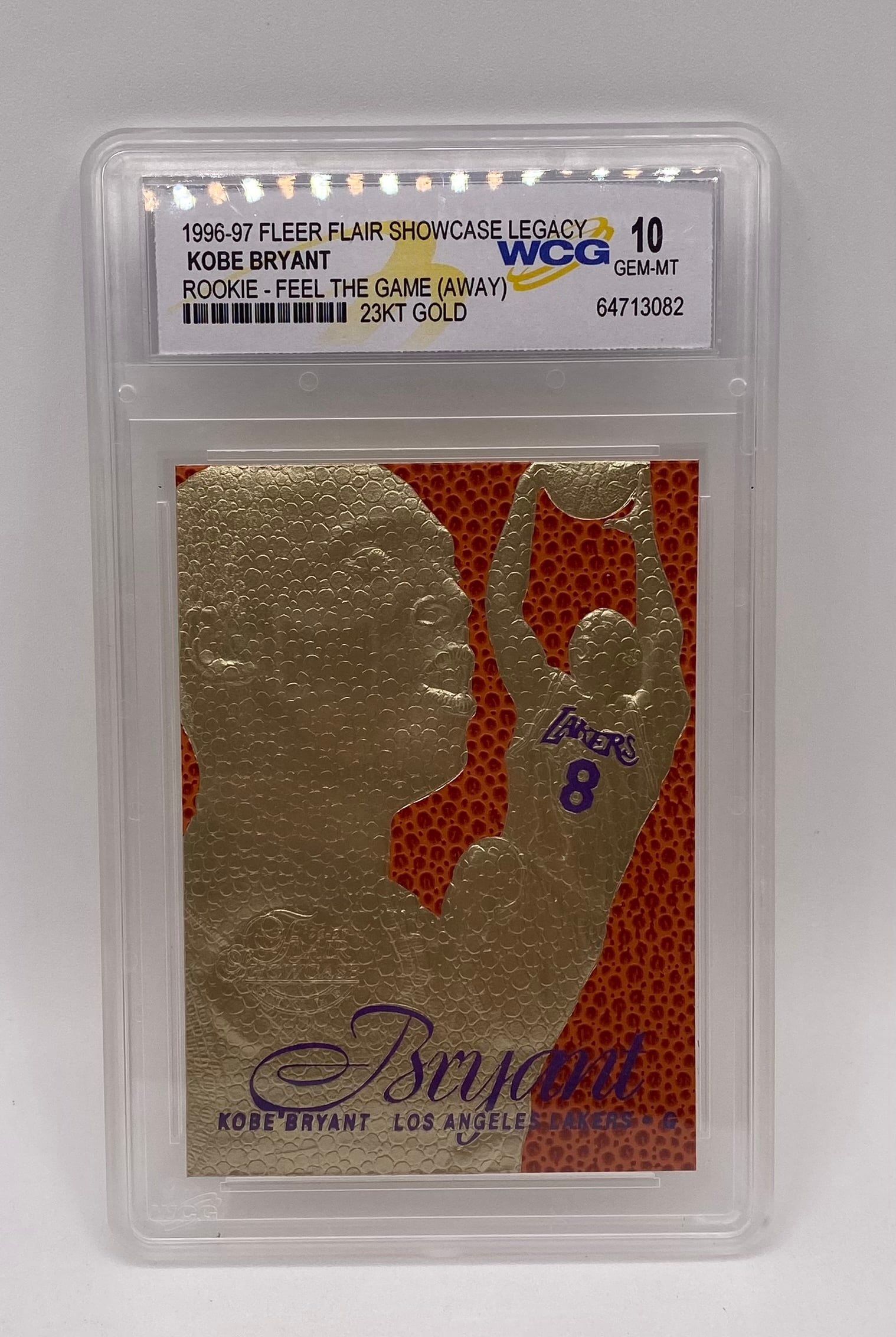 Kobe Bryant Rookie Feel The Game 23KT Gold WCG 10: 1996-97 Fleer Flair Showcase Legacy Kobe Bryant Rookie Feel The Game 23KT Gold WCG 10 GEM MT