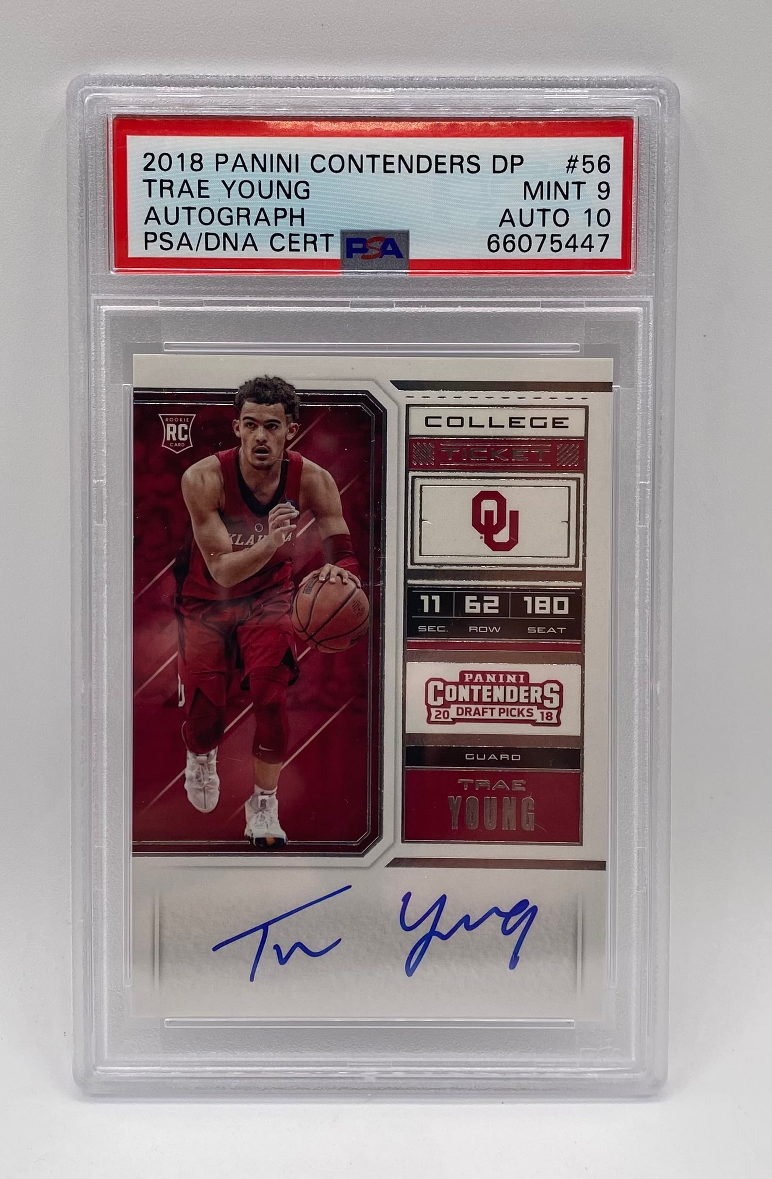 Trae Young Auto #56 PSA 9 MINT / Auto 10: 2018 Panini Contenders DP Trae Young Auto #56 PSA 9 MINT / Auto 10