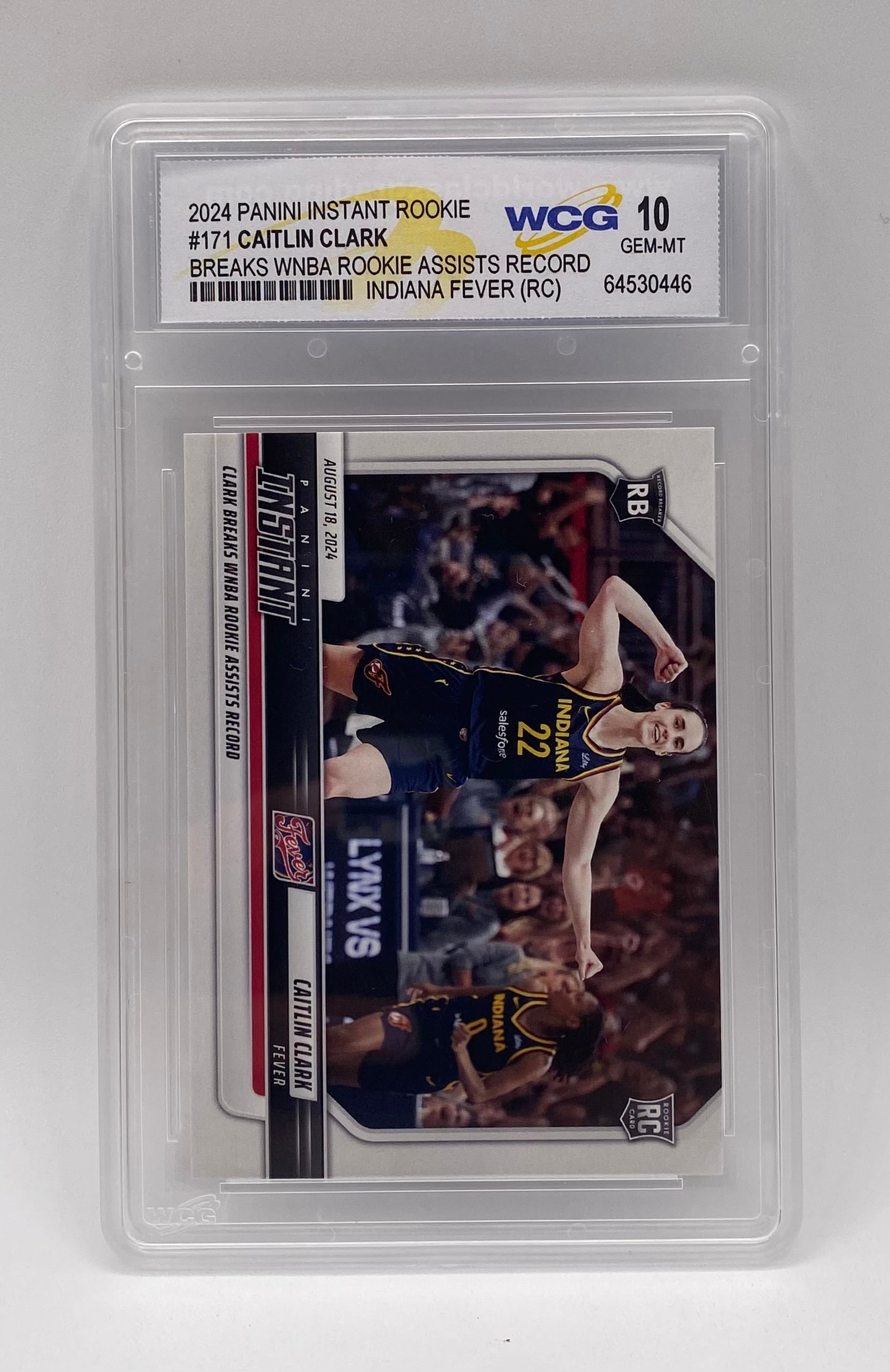 Caitlin Clark Rookie Card: 2024 Panini Instant WNBA Rookie #171 Caitlin Clark "Assists Record" - WCG 10 Gem Mint