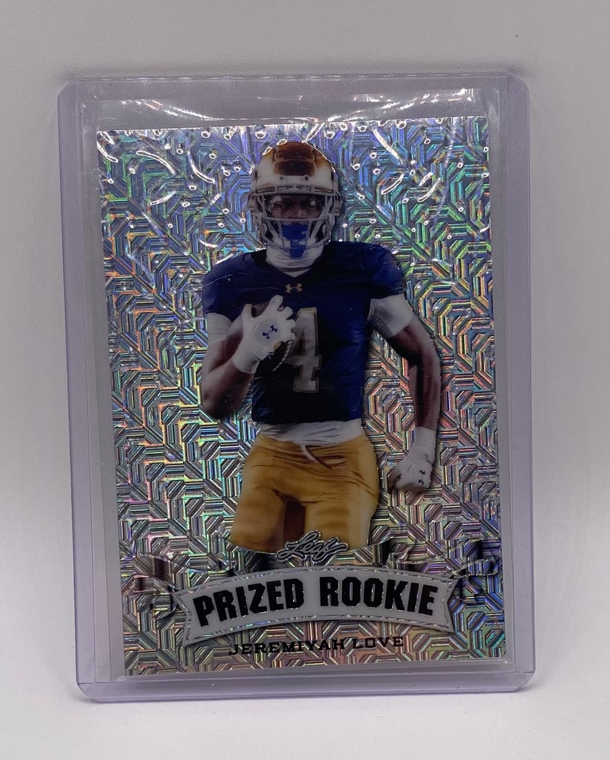 Jeremiyah Love Leaf Prized Rookie Holo /25: 2025 Leaf Jeremiyah Love Leaf Prized Rookie Holo /25