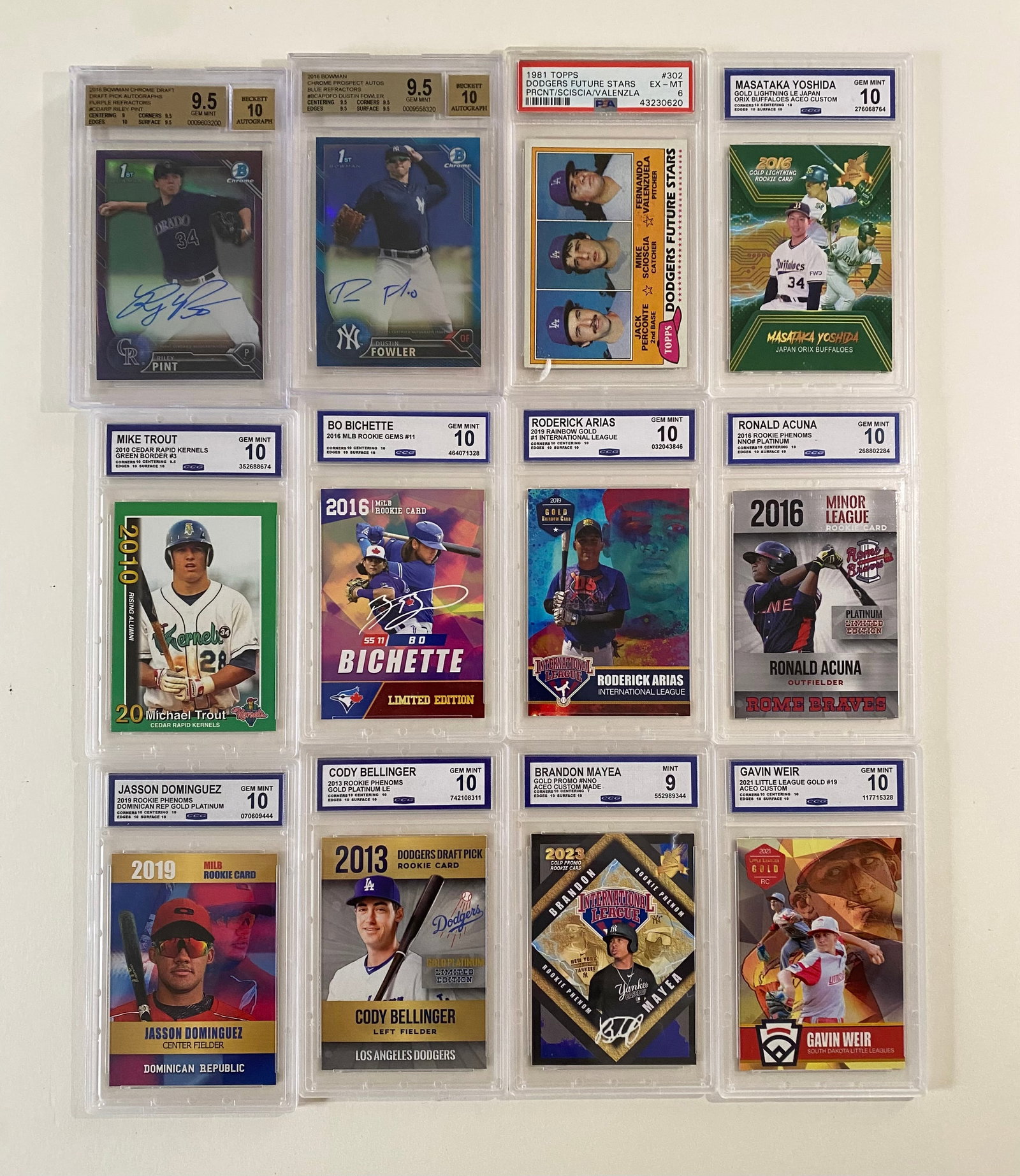 Fernando Valenzuela, Ronald Acuña,Mike Trout, Auto Cards & More (1 of 1)