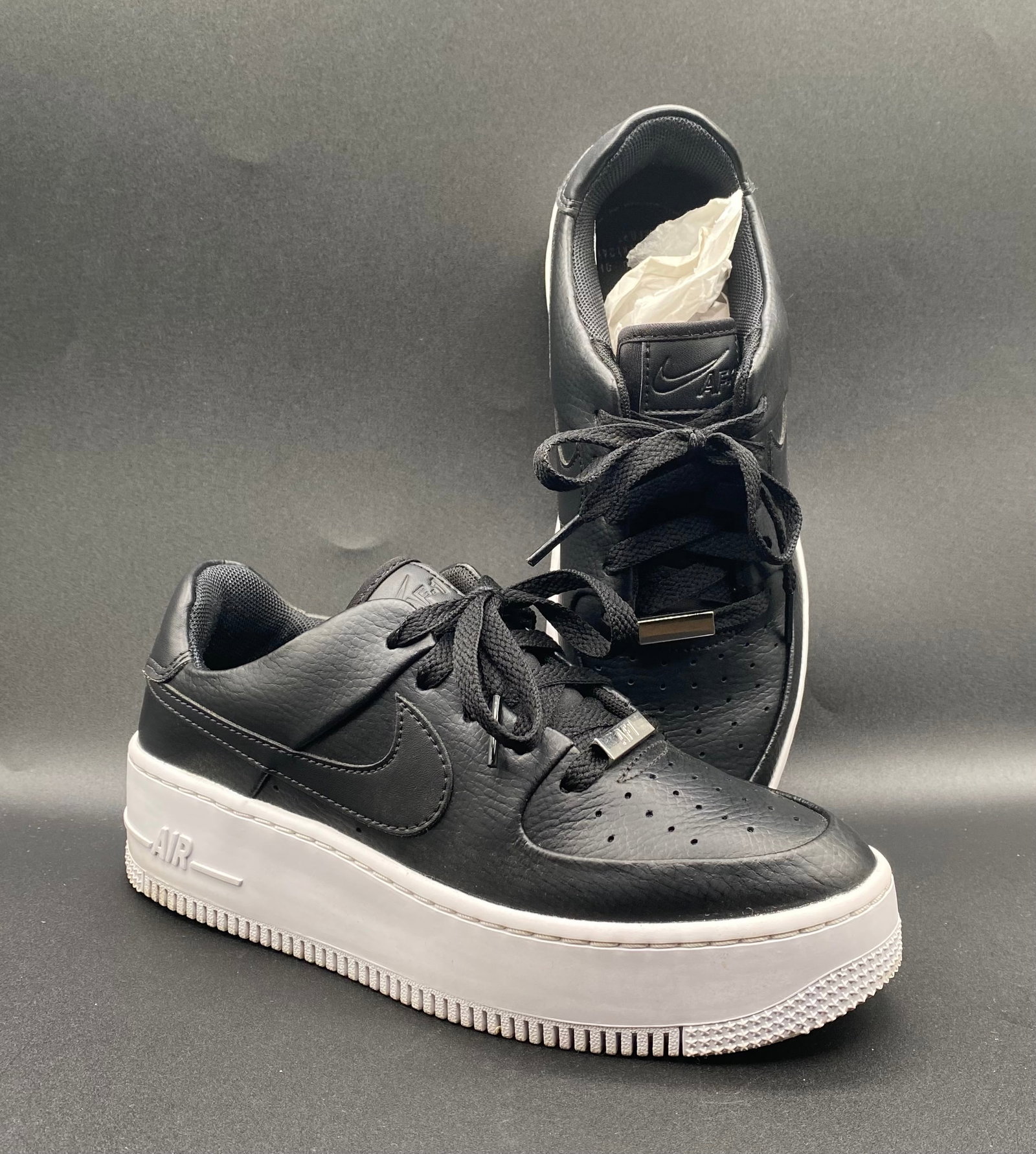 Nike Air Force 1 Sage Low "Black White" Platform Sneakers (1 of 2)