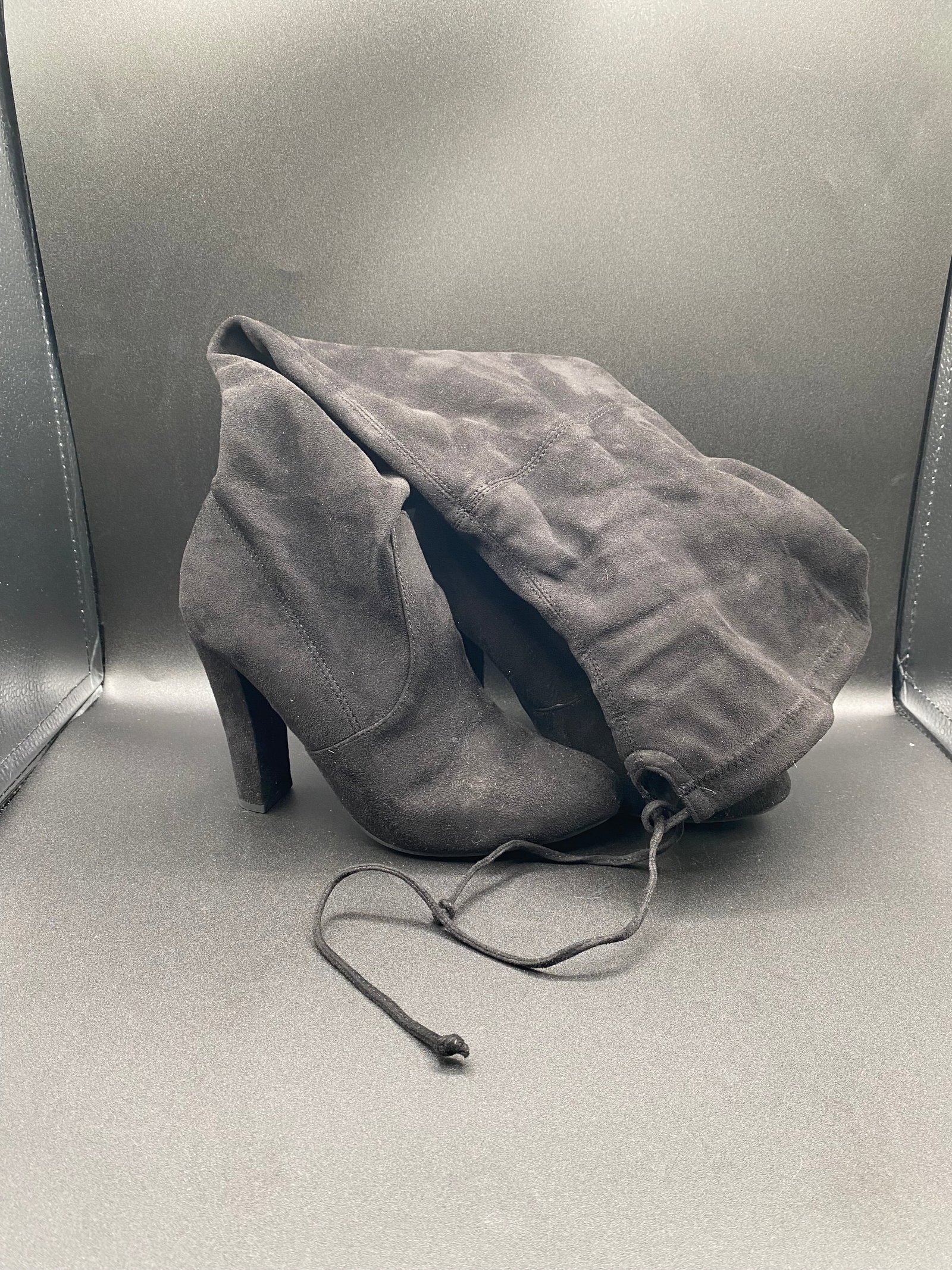Steve Madden "Gorgeous" Black Faux Suede Over-The-Knee Heeled Boots (1 of 2)