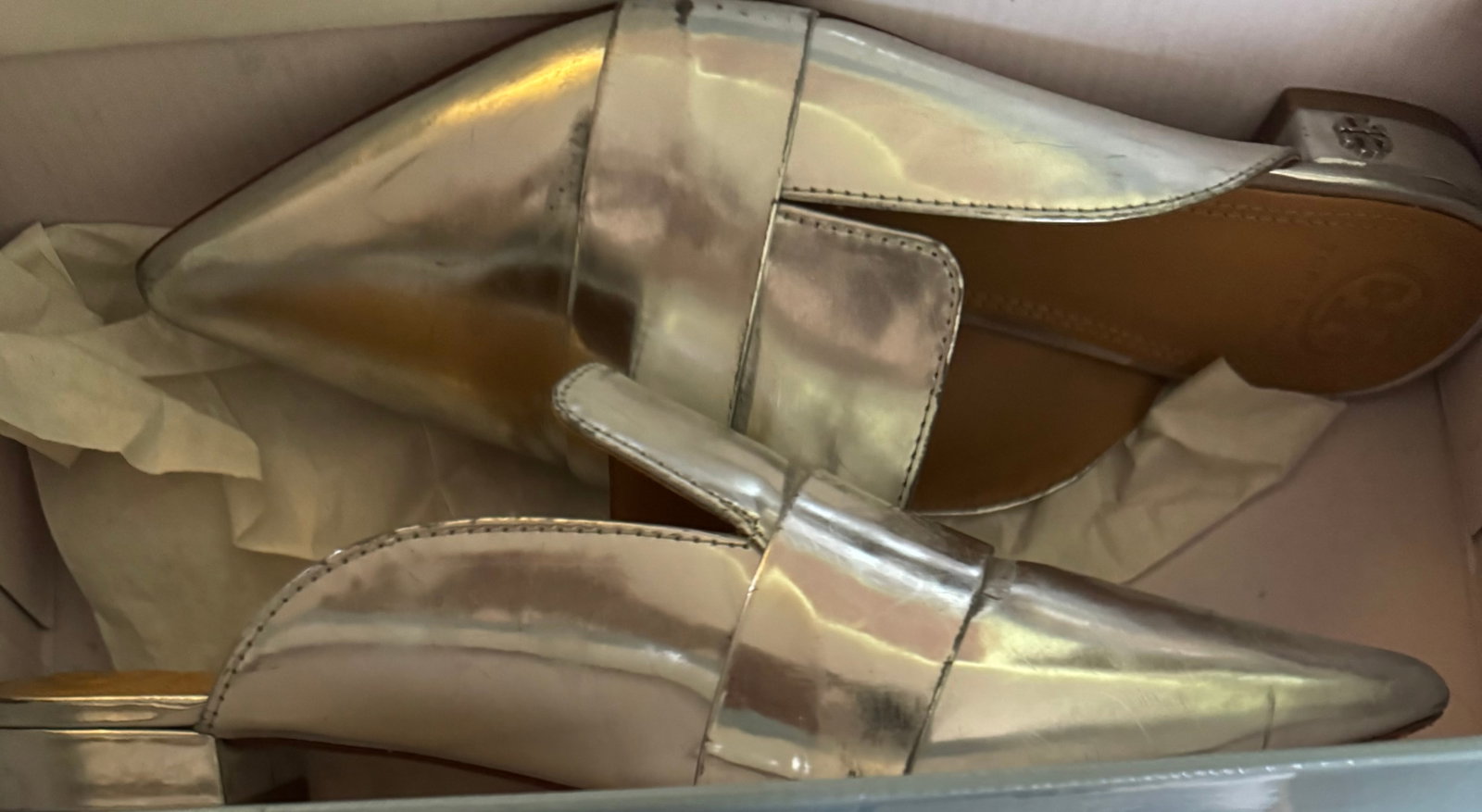 Steven by Steve Madden "Rykie" Gold Metallic Leather Ankle Strap Heels (1 of 1)