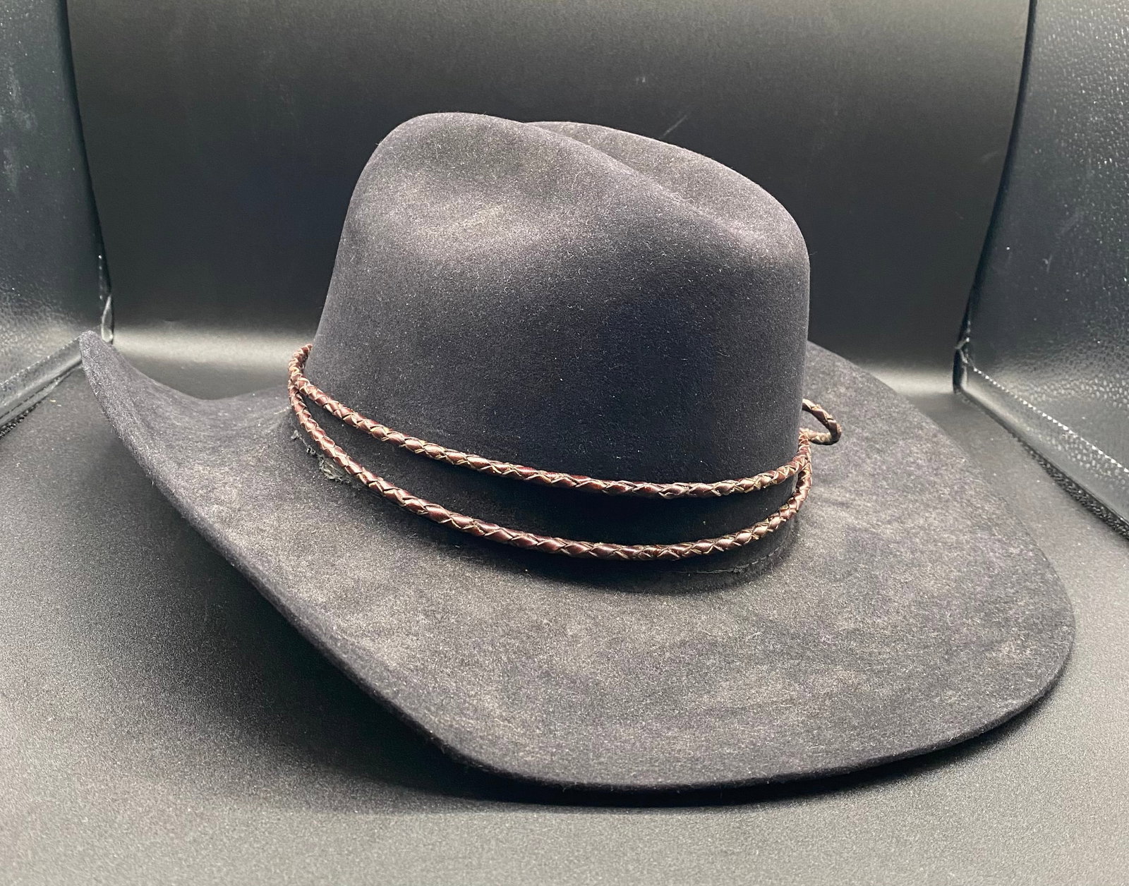 Vintage Miller Stockman 4X Beaver Felt Cowboy Hat - Size 7 1/8 Black (1 of 3)