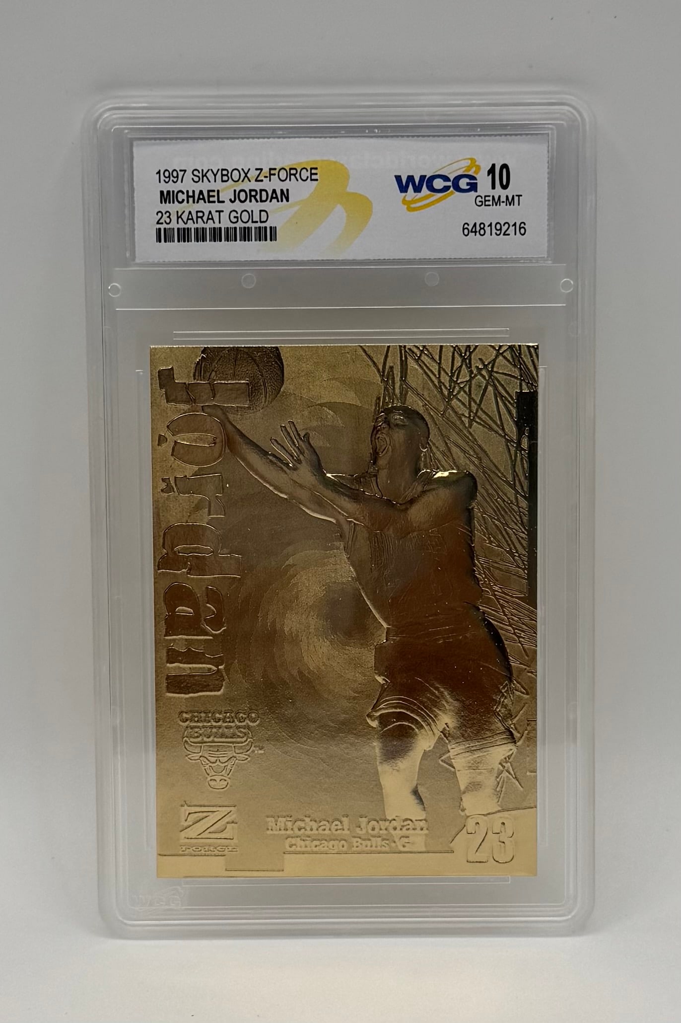 1997 SkyBox Michael Jordan Card: 1997 SkyBox Z-Force Michael Jordan 23KT Gold Card - WCG GEM MT 10