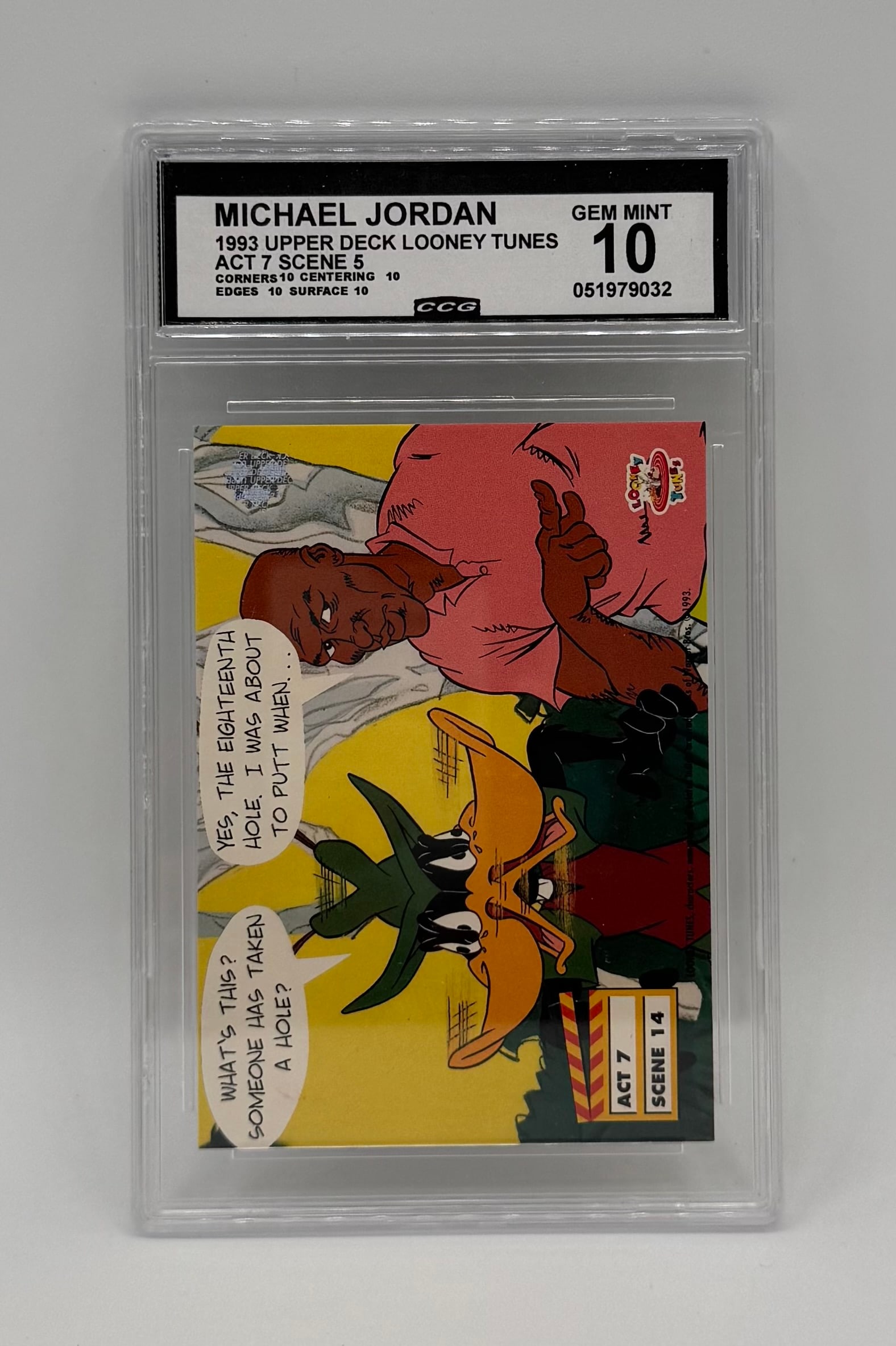 1993 Upper Deck Looney Tunes Michael Jordan Card: 1993 Upper Deck Looney Tunes Act 7 Scene 5 Michael Jordan Card - CCG Gem Mint 10