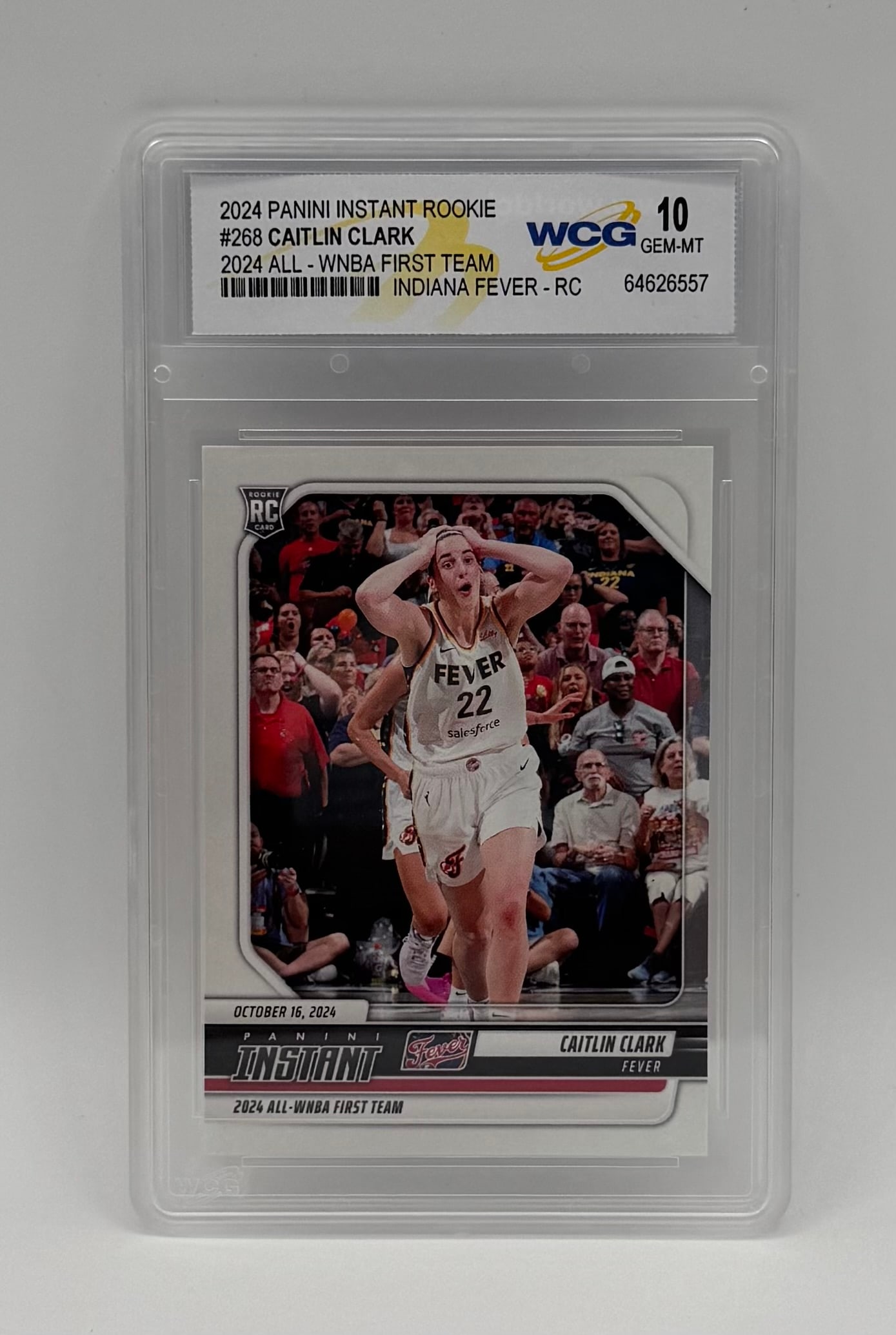 Caitlin Clark 2024 All-WNBA First Team Rookie: 2024 Panini Instant Rookie #268 Caitlin Clark 2024 All-WNBA First Team WCG 10 GEM MT