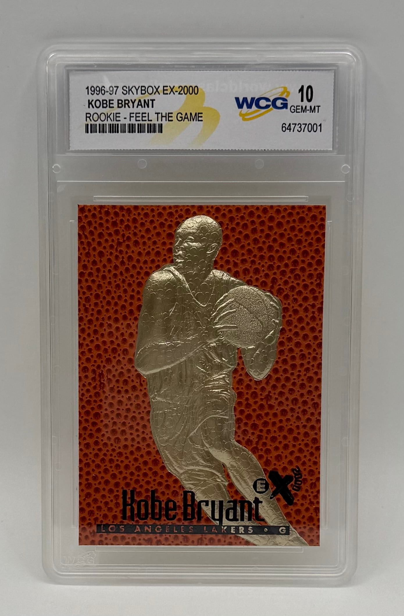 1996-97 SkyBox EX-2000 Kobe Bryant Rookie Card: 1996-97 SkyBox EX-2000 Kobe Bryant Rookie "Feel The Game" WCG 10 GEM MINT