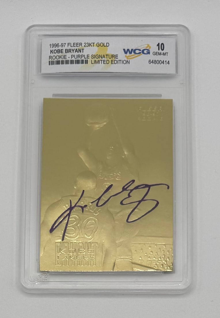 Kobe Bryant Rookie Purple Signature Limited Edition: 1996-97 Fleer 23KT Gold Kobe Bryant Rookie Purple Signature Limited Edition WCG 10 GEM MT