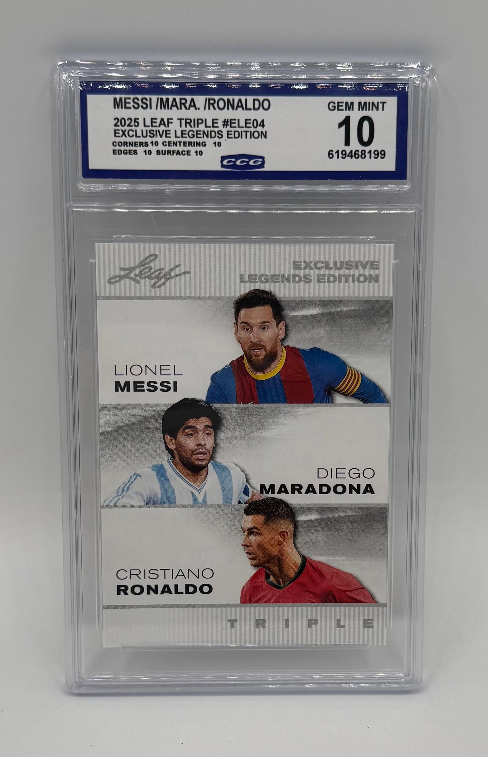 Lionel Messi, Diego Maradona, and Cristiano Ronaldo Card (1 of 2)