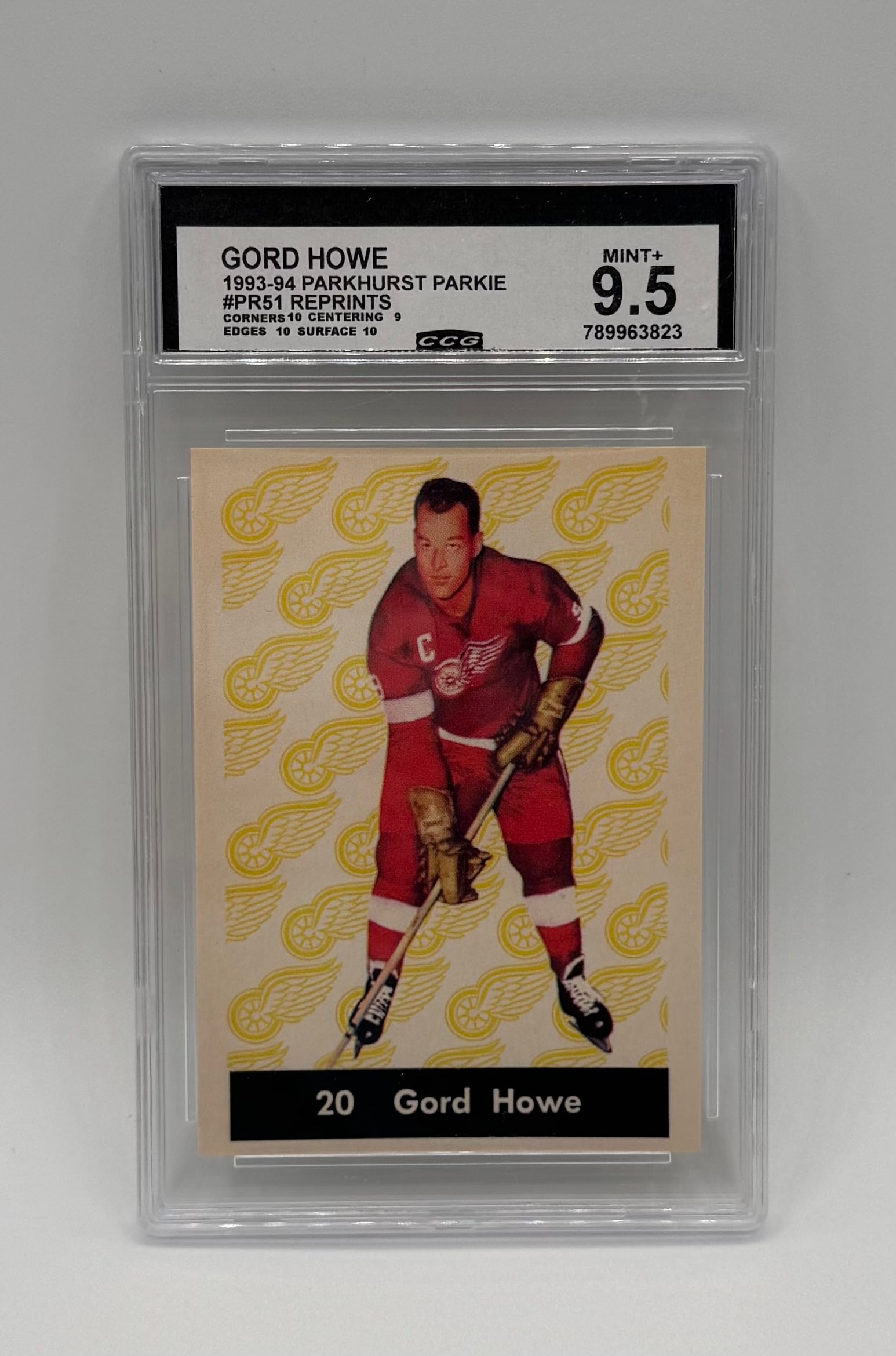 1993-94 Parkhurst Parkie #PR51 Reprints Gordie Howe: 1993-94 Parkhurst Parkie #PR51 Reprints Gordie Howe Graded CCG 9.5