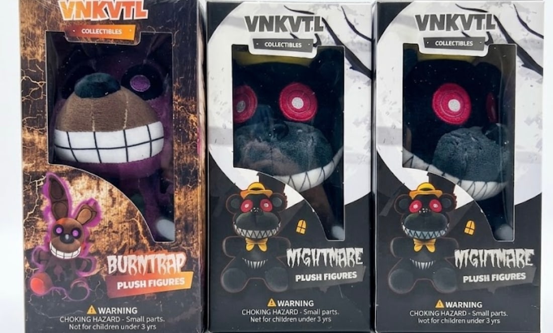 New Lot of 3 VNKVTL FNAF Plush Figures – Burntrap & Nightmare: Lot of 3 VNKVTL FNAF Plush Figures – Burntrap & Nightmare