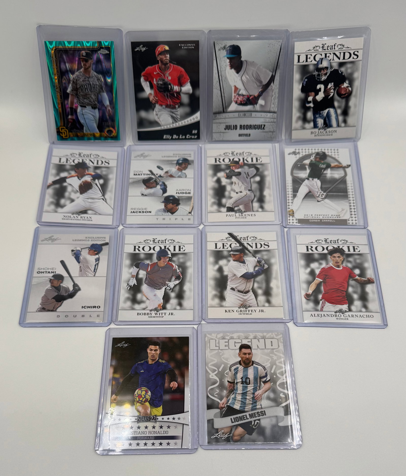 14-Card Sports Trading Card Lot - Shohei Ohtani, Lionel Messi, Cristiano Ronaldo & More (1 of 2)