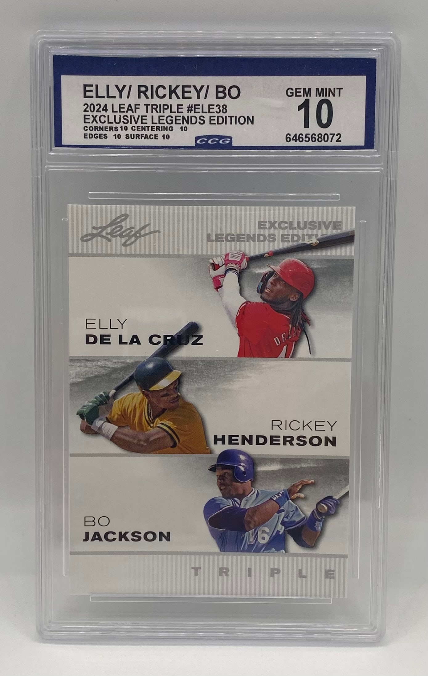 Elly De La Cruz, Rickey Henderson, and Bo Jackson Card (1 of 2)