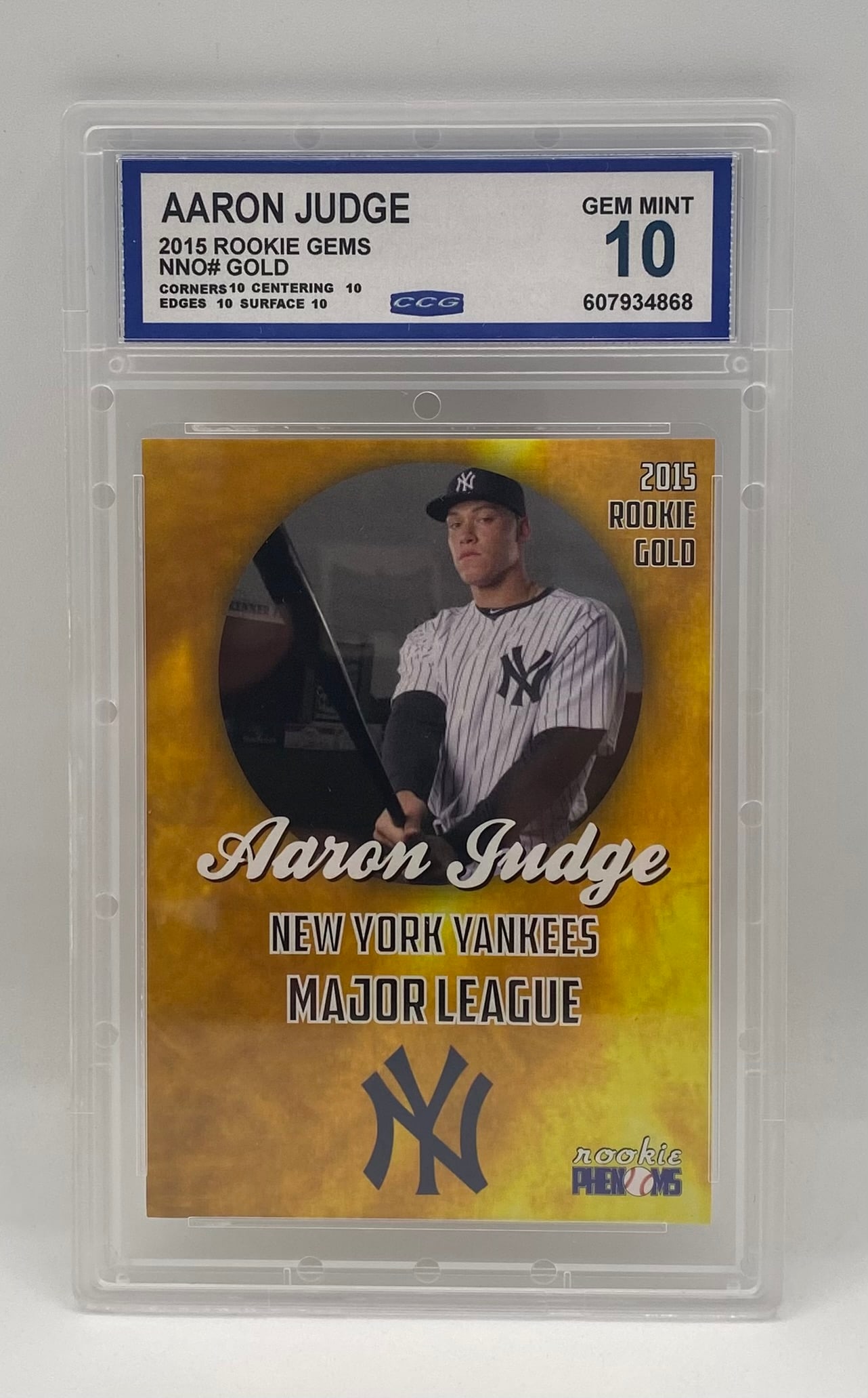 Aaron Judge New York Yankees Rookie ACEO Card: 2015 Rookie Gems Aaron Judge New York Yankees Rookie Custom Gold CCG 10 Gem Mint