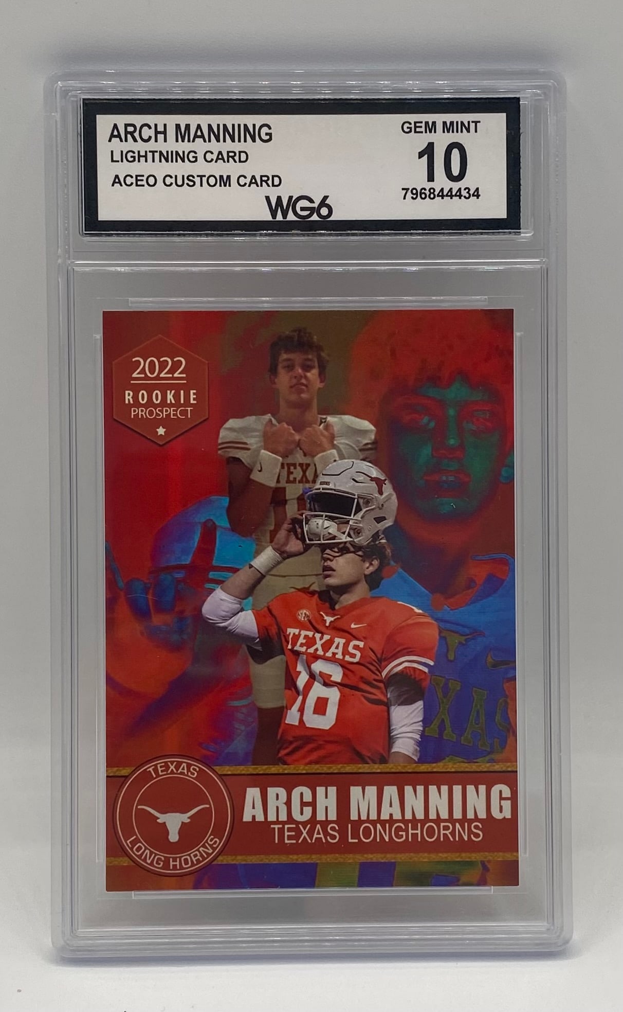 2022 Arch Manning ACEO Card: 2022 Arch Manning Texas Longhorns Lightning ACEO Custom Card WG6 10 Gem Mint