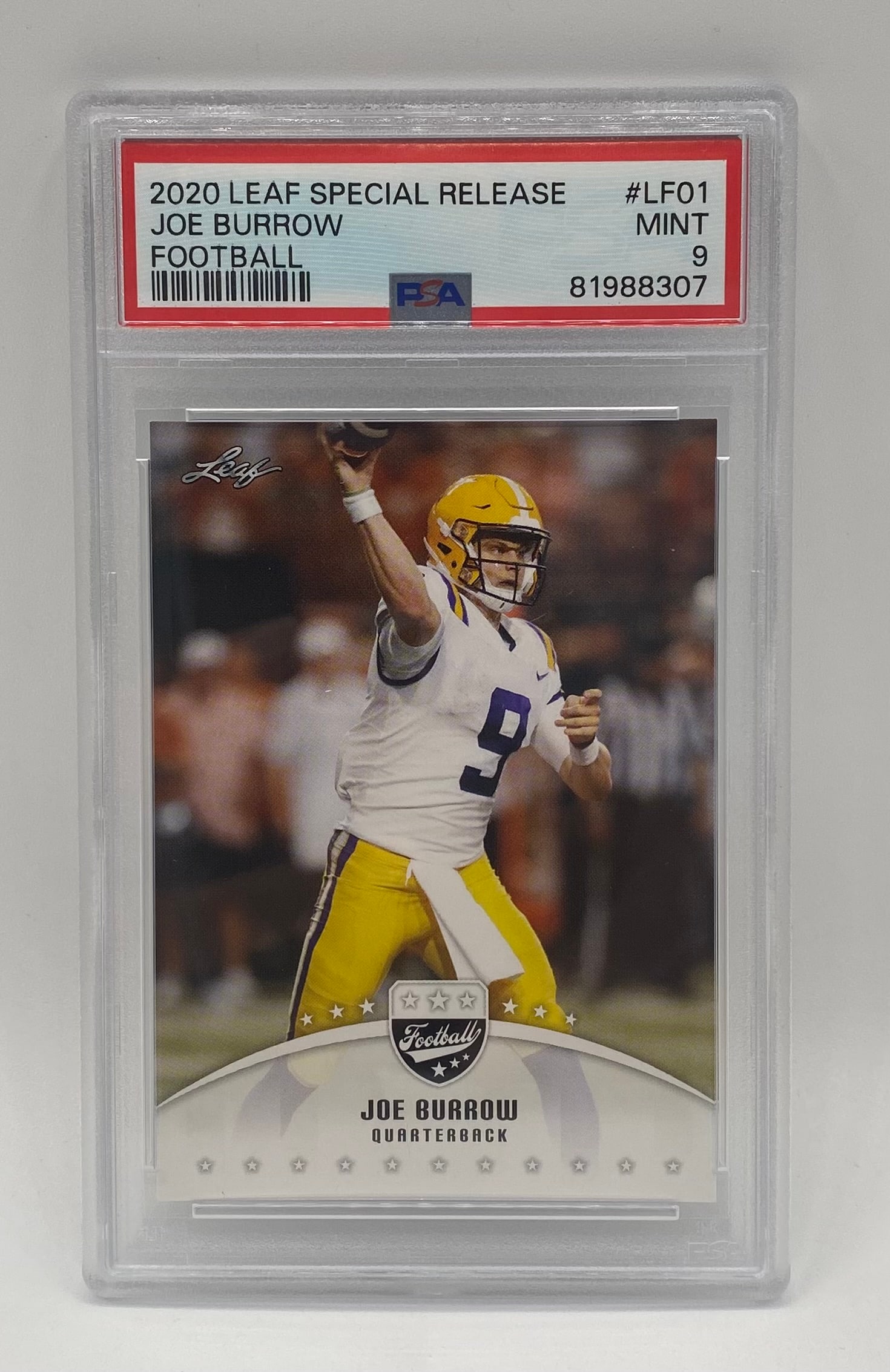 2020 Leaf Special Release Joe Burrow Rookie: 2020 Leaf Special Release Joe Burrow Football #LF01 – PSA 9 Mint