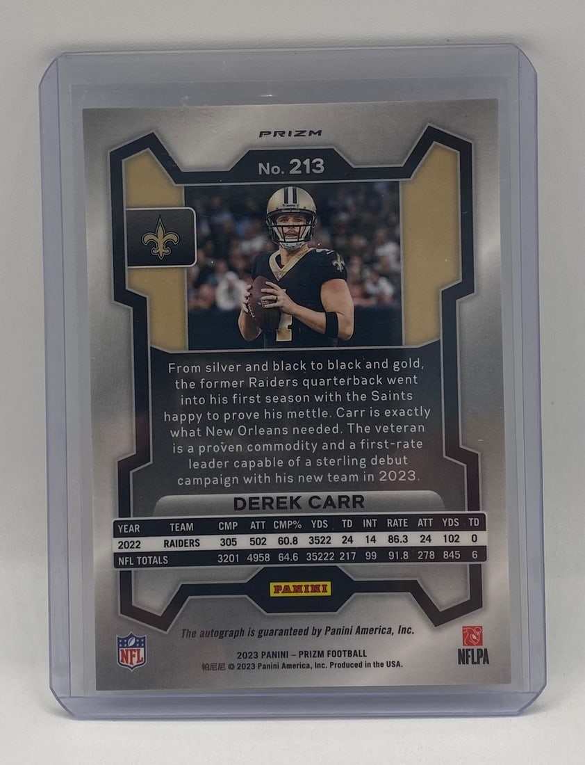 Derek Carr Auto Card - 2