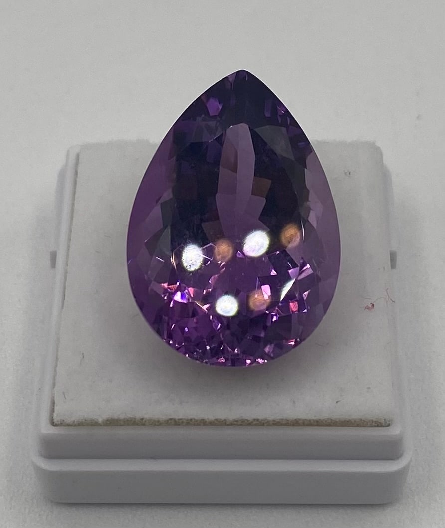 21.45 Cts Certified Natural Amethyst - Pear Mixed Cut Gemstone (1 of 2)