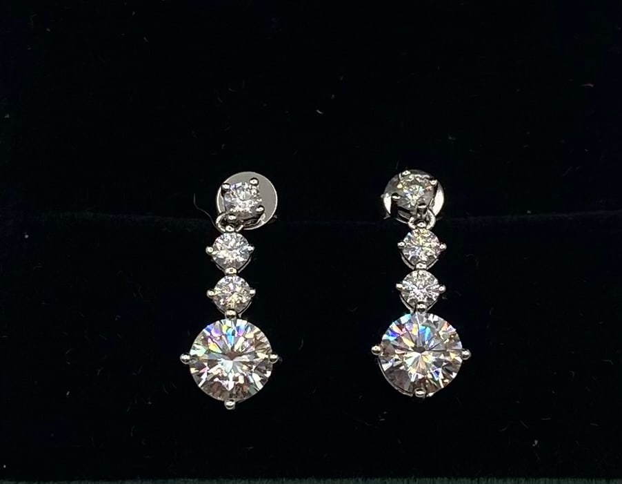 Long VVS1 Moissanite Earrings Certified