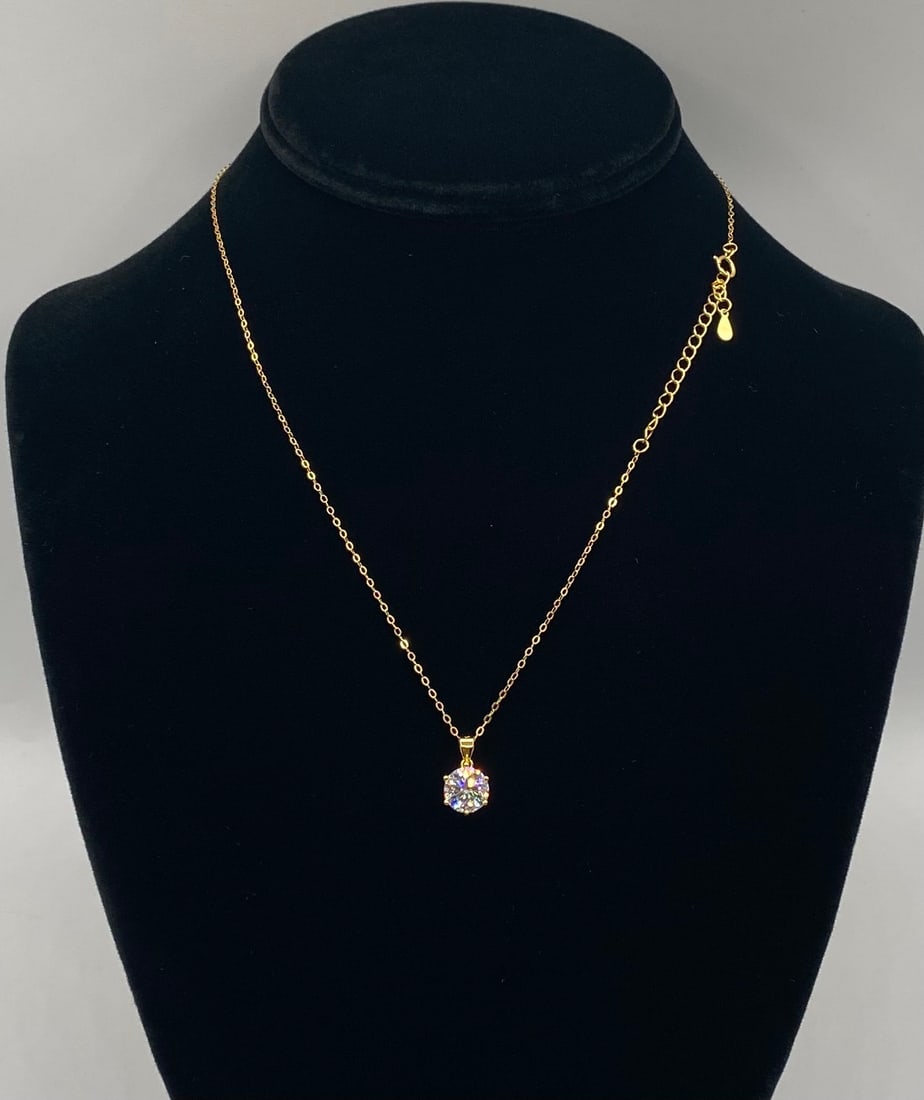 VVS1 Moissanite Yellow Gold Necklace w/ Certificate (1 of 1)