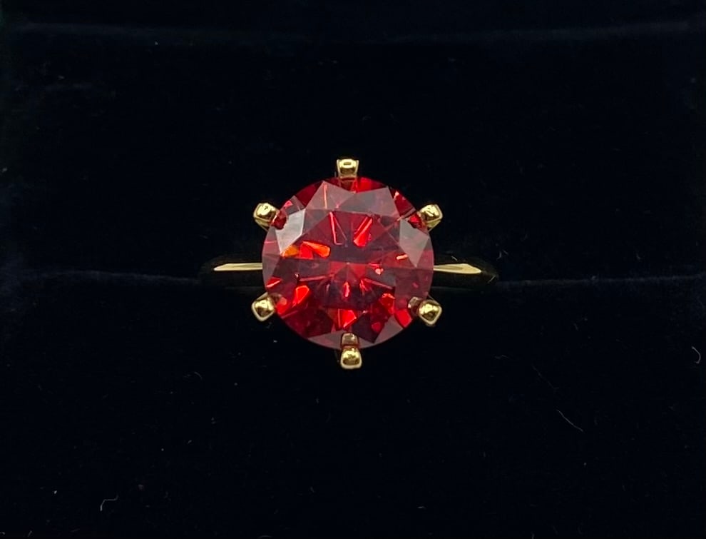 5 Carats Red Moissanite VVS Ring