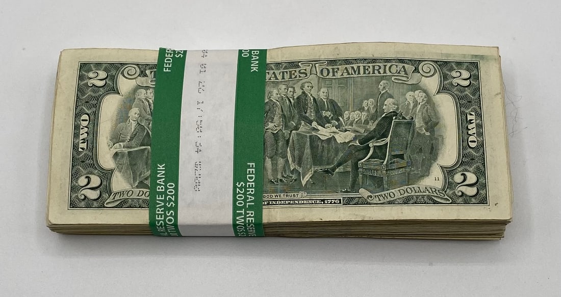 One Hundred $2 Dollar Bill Bundle - 2