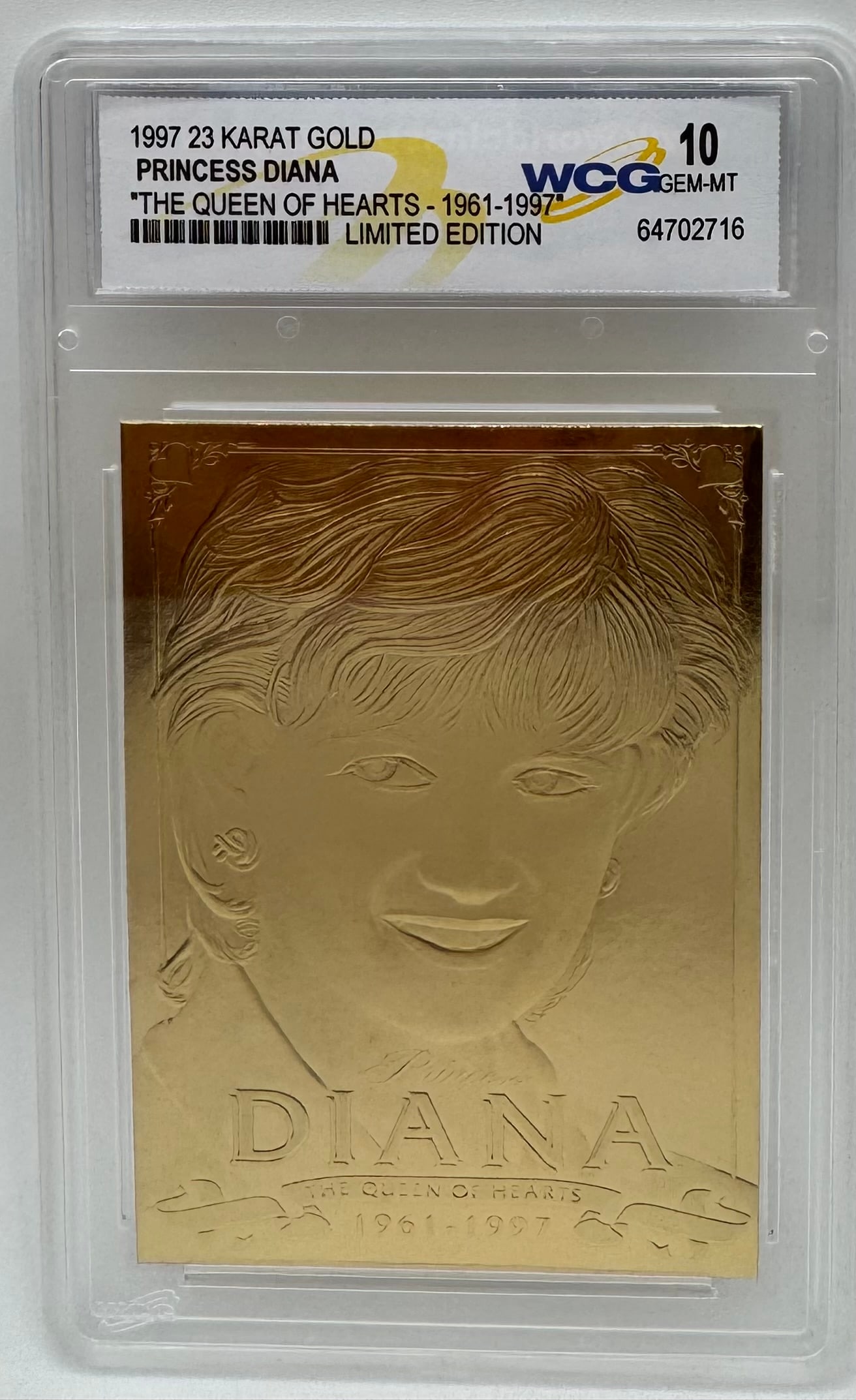 Princess Diana The Queen of Hearts 1961-1997: 1997 23 Karat Gold Princess Diana "The Queen of Hearts 1961-1997" - WCG 10 Gem Mint