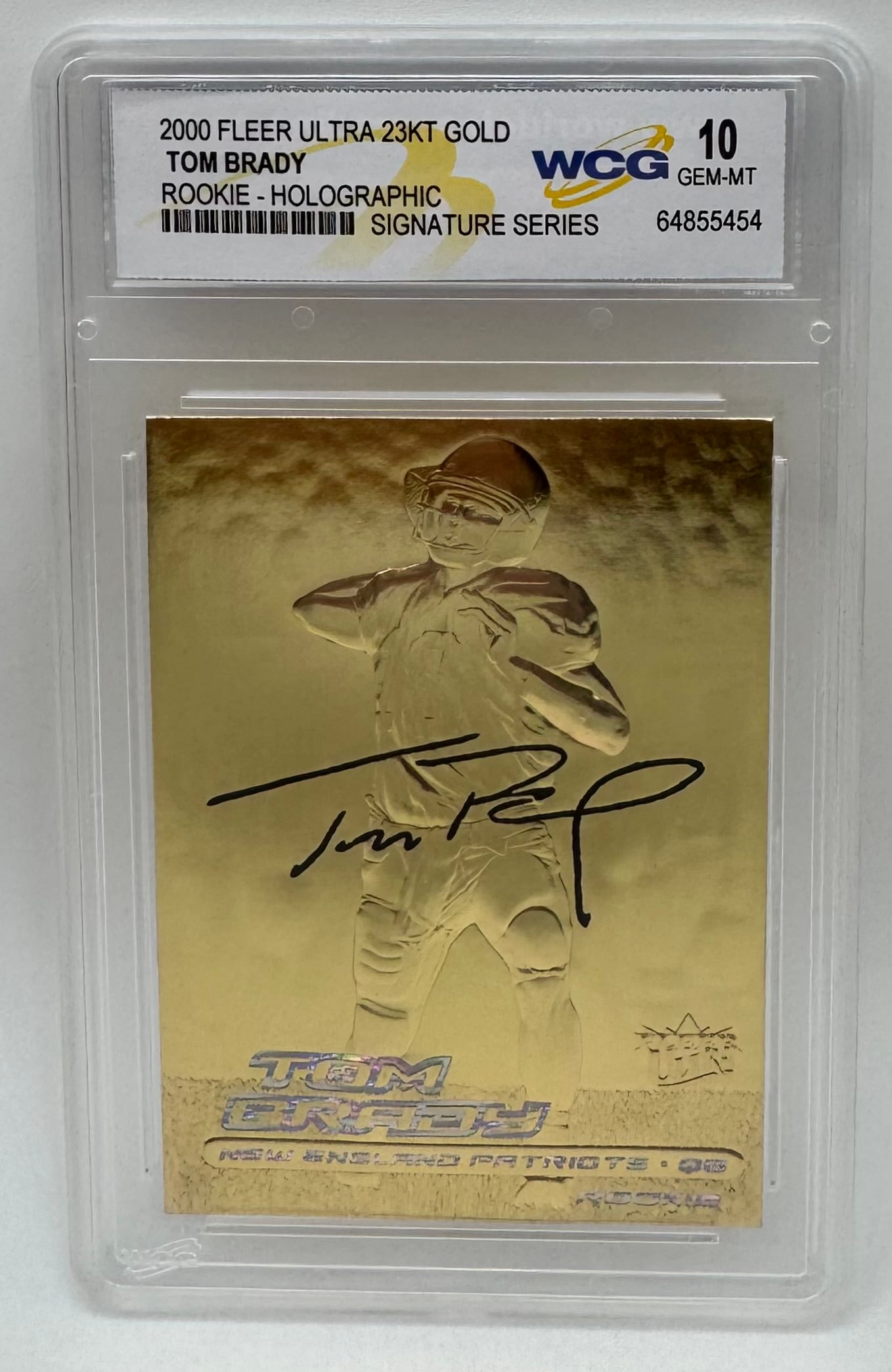 Tom Brady Rookie Holographic Signature Series: 2000 Fleer Ultra 23KT Gold Tom Brady Rookie Holographic Signature Series - WCG 10