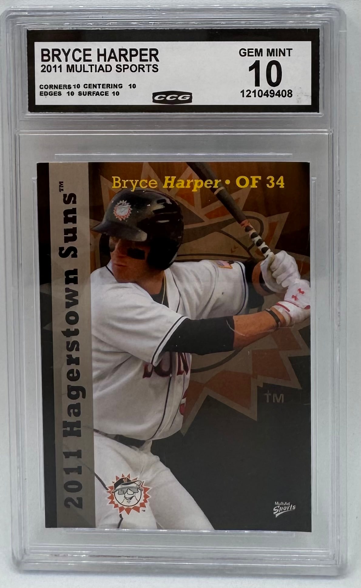 Bryce Harper Hagerstown Suns Minor League Rookie: 2011 MultiAd Sports Bryce Harper Hagerstown Suns Minor League Rookie - CCG 10 Gem Mint