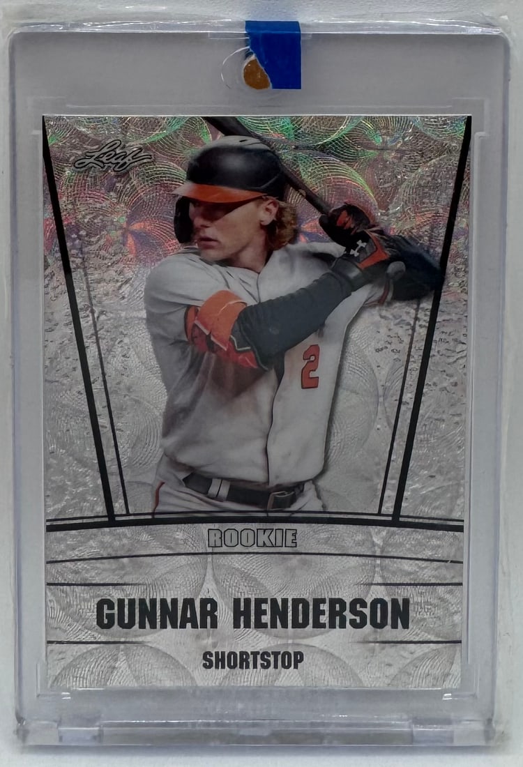 Gunnar Henderson Holo Rookie Card /25: 2023 Leaf Gunnar Henderson Baltimore Orioles Holographic Refractor Style Rookie Card /25