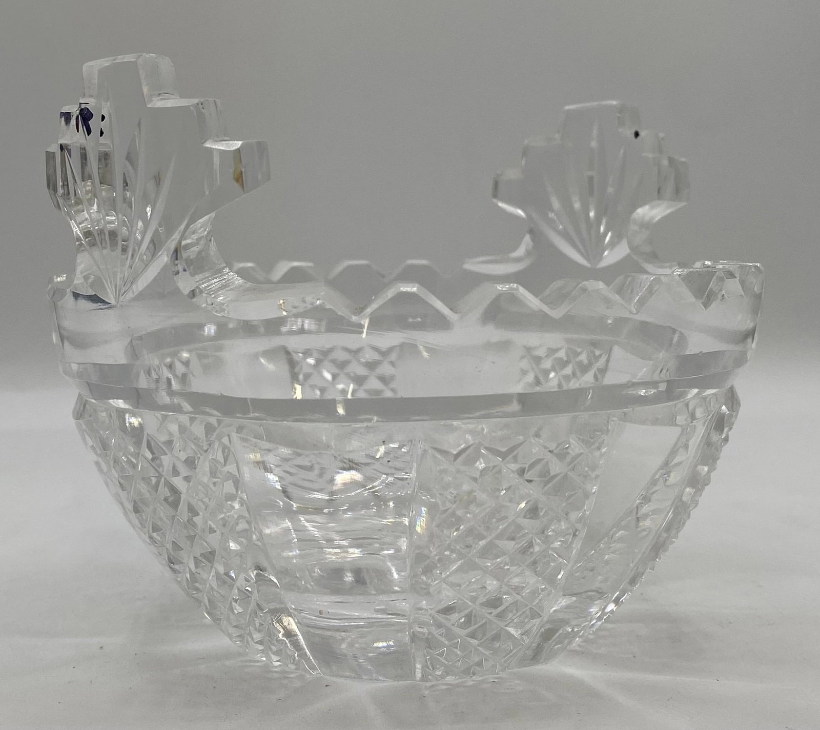 Vintage Cut Crystal Handled Open Master Salt / Condiment Bowl (1 of 3)
