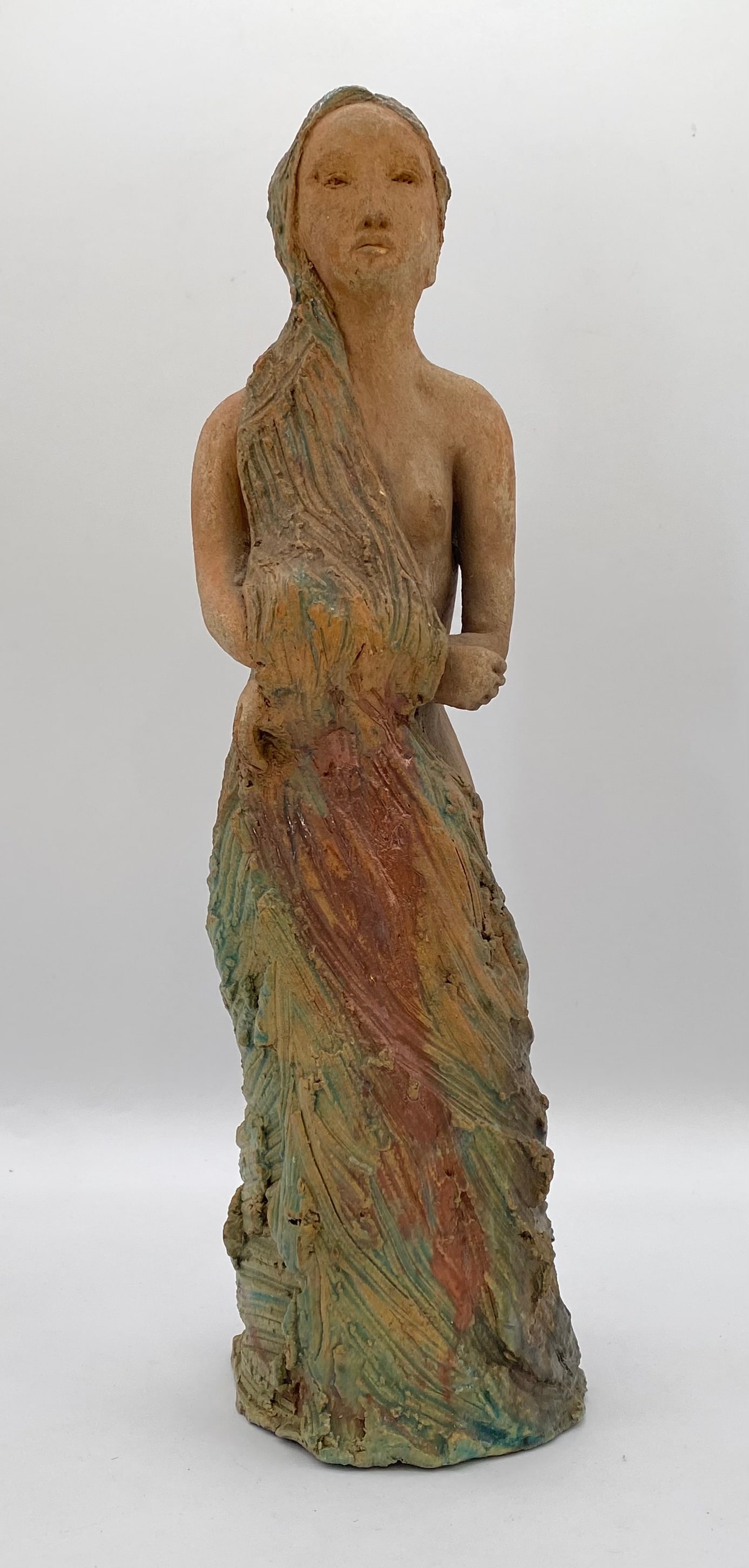 Mid-Century Modern Studio Pottery Terracotta Female Nude Sculpture: Mid-Century Modern Studio Pottery Terracotta Female Nude Sculpture. 13 inches tall
