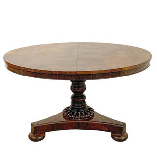 Antique Rosewood Breakfast Table: A stunning antique rosewood breakfast or center table. DIMENSIONS: 49"W x 49"D x 29"H