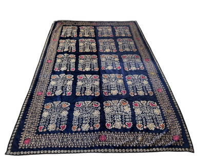 Antique Blue Velvet Suzani: Antique Blue Velvet Suzani. DIMENSIONS: 71” W x 109.5” L